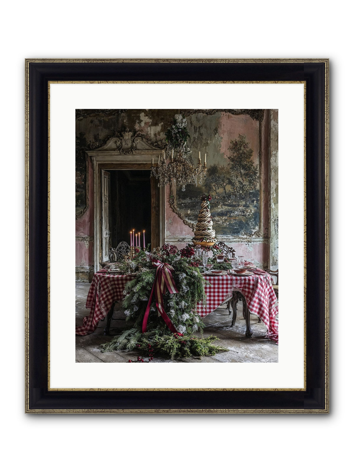 Noël À La Française Framed Print - Black & Gold 16x20