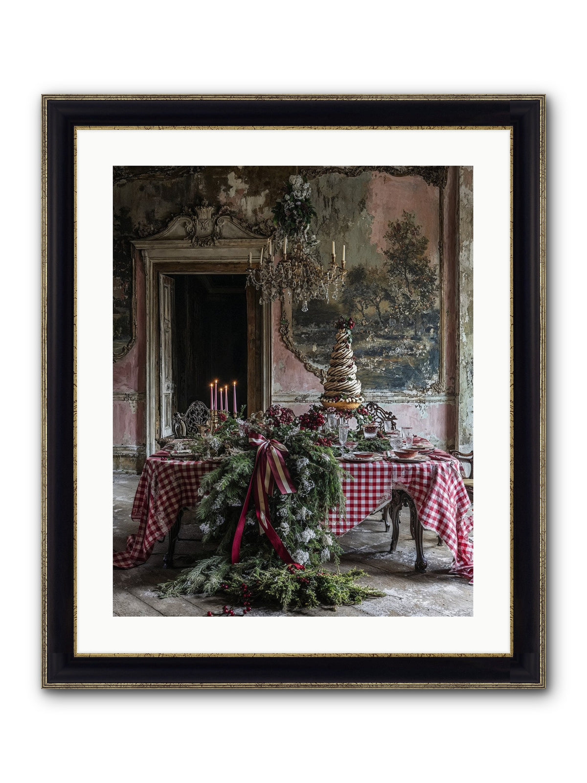 Noël À La Française Framed Print - Black & Gold 20x25
