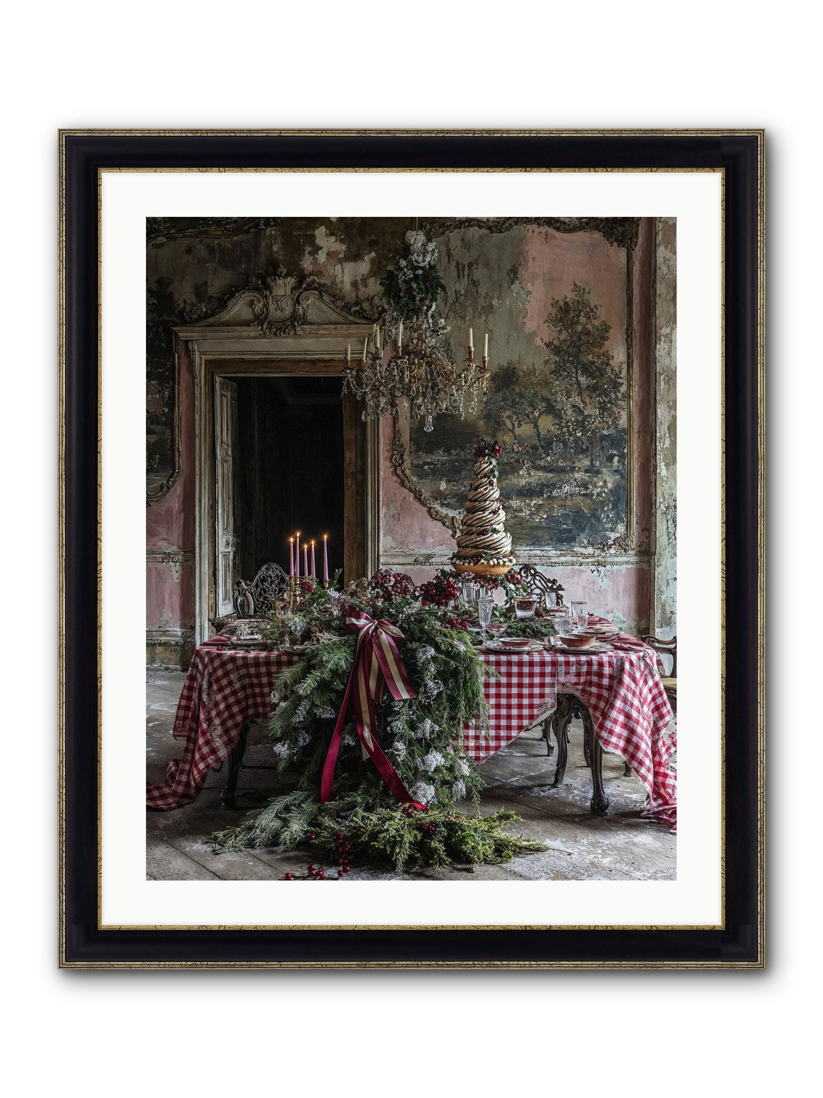 Noël À La Française Framed Print - Black & Gold 24x30