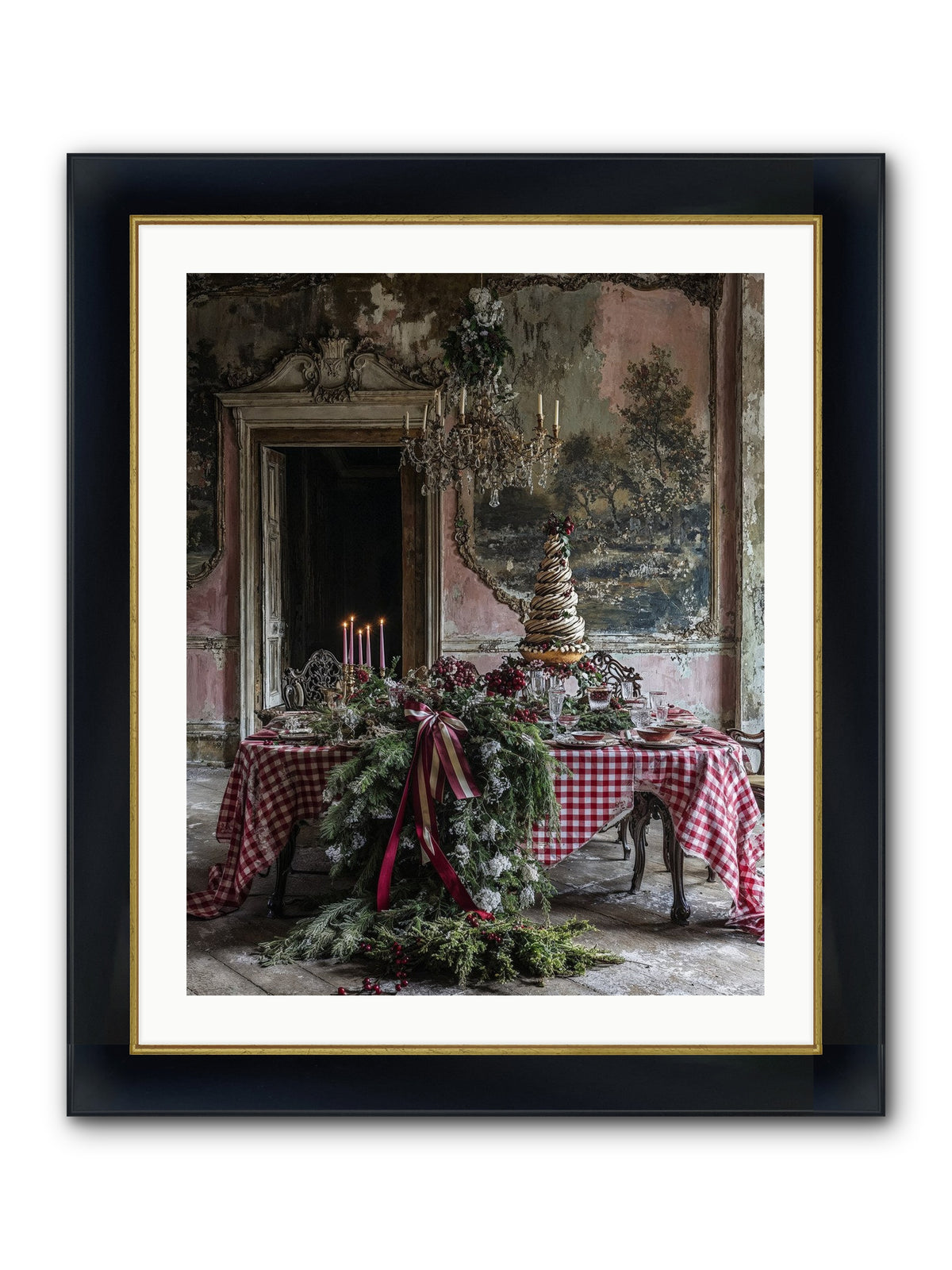 Noël À La Française Framed Print - Wide Black w/Gold 24x30