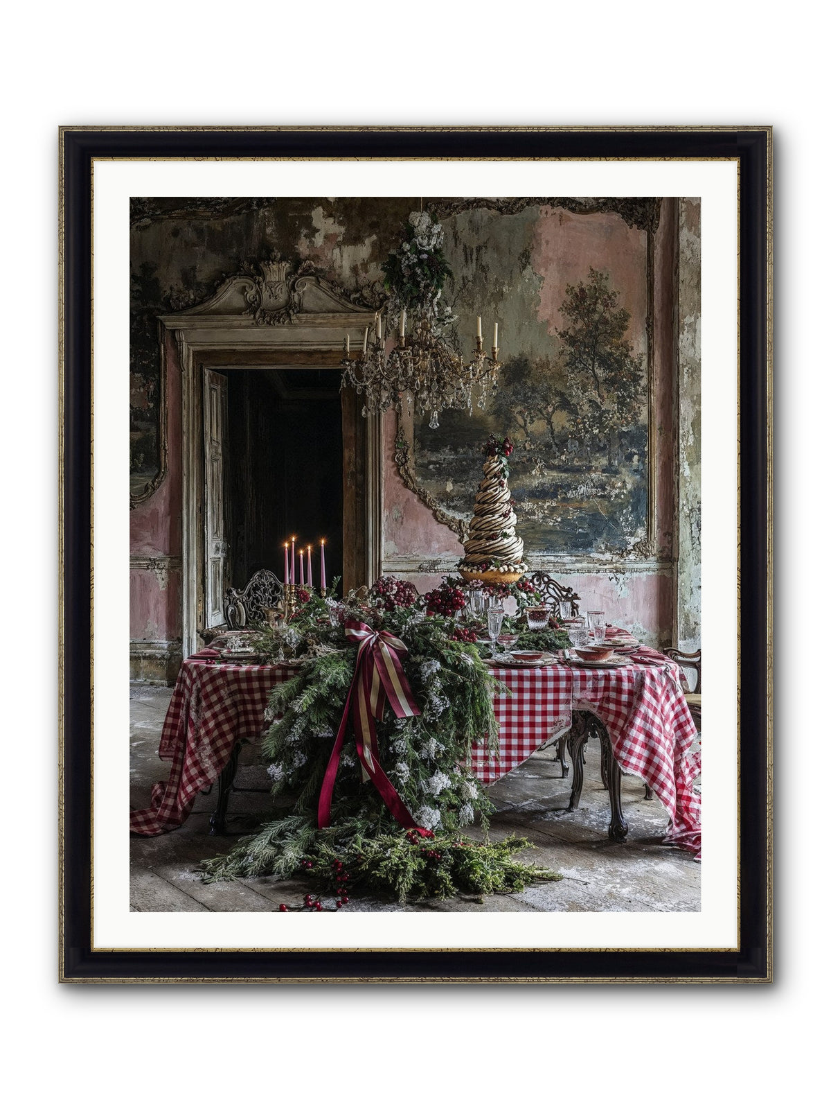Noël À La Française Framed Print - Black & Gold 32x40