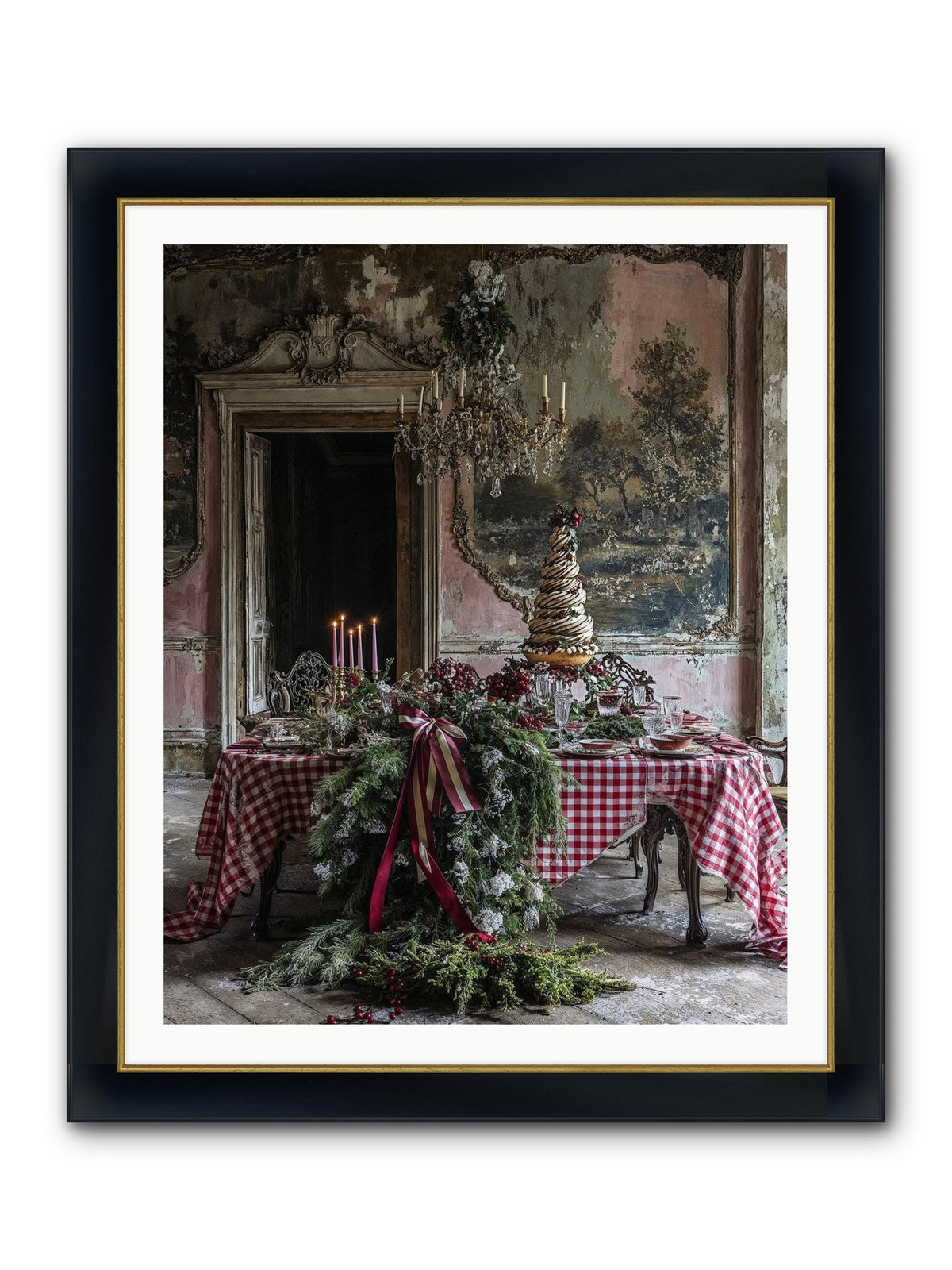 Noël À La Française Framed Print - Wide Black w/Gold 32x40