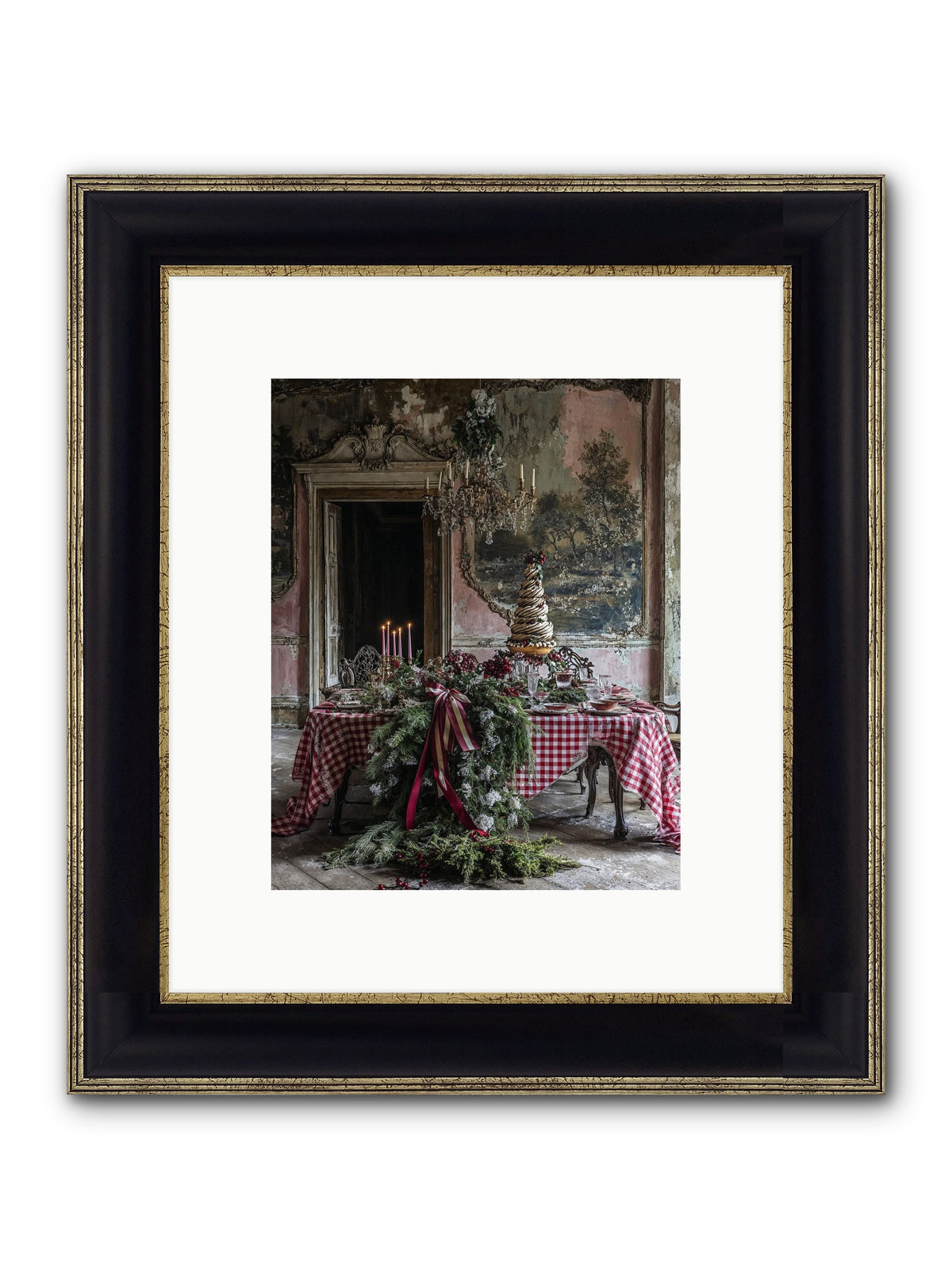 Noël À La Française Framed Print - Black & Gold 8x10
