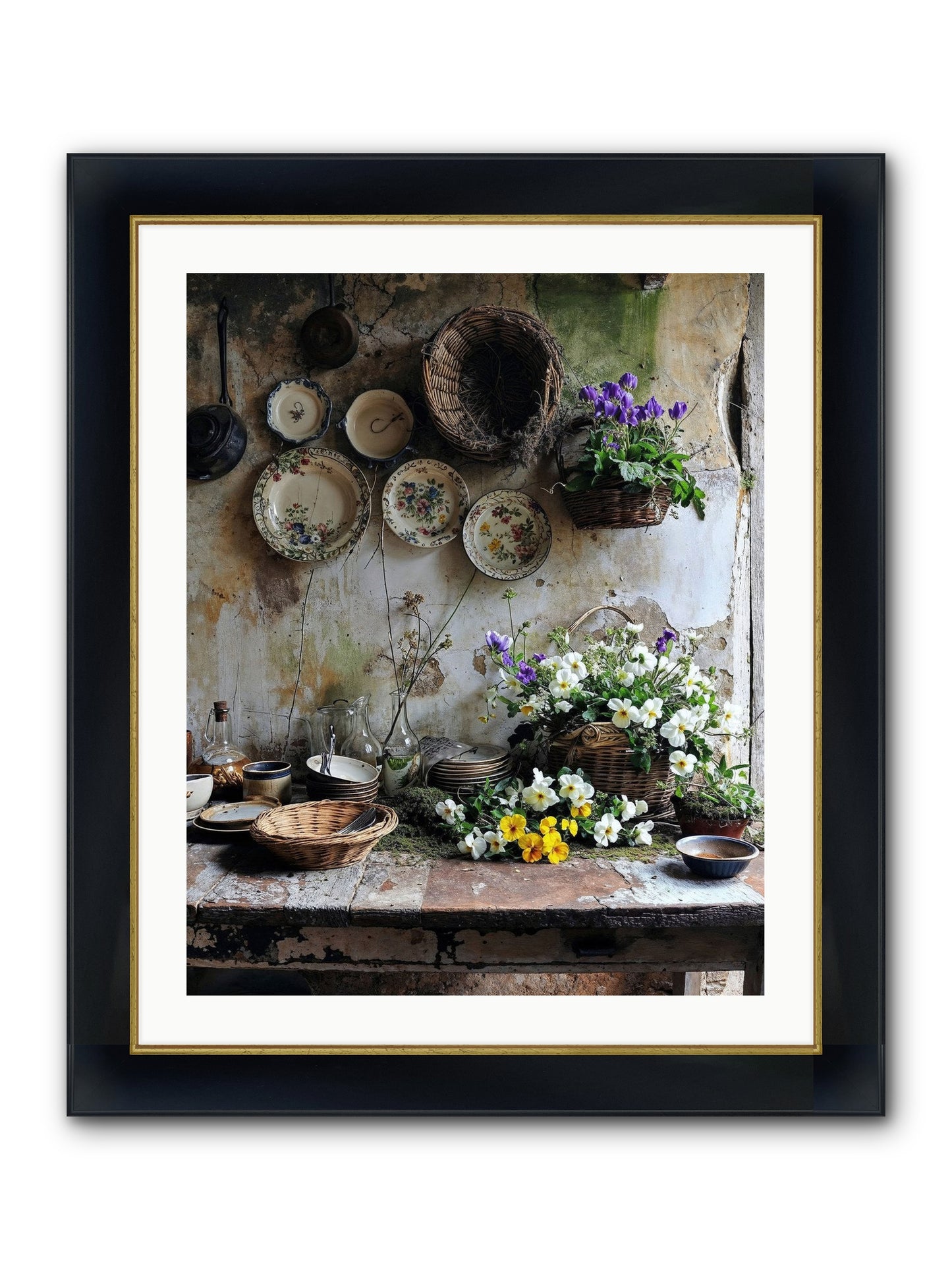 Not Far From Kensington Framed Print - Wide Black w/Gold 24x30