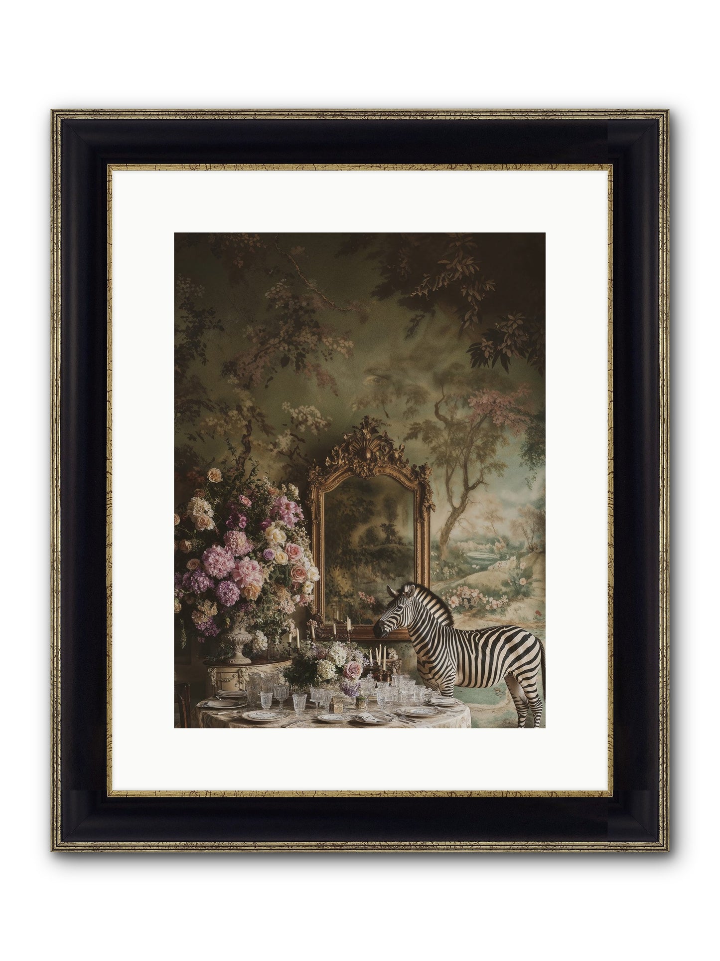 Oberon's Feast Framed Print - Black & Gold 12x16