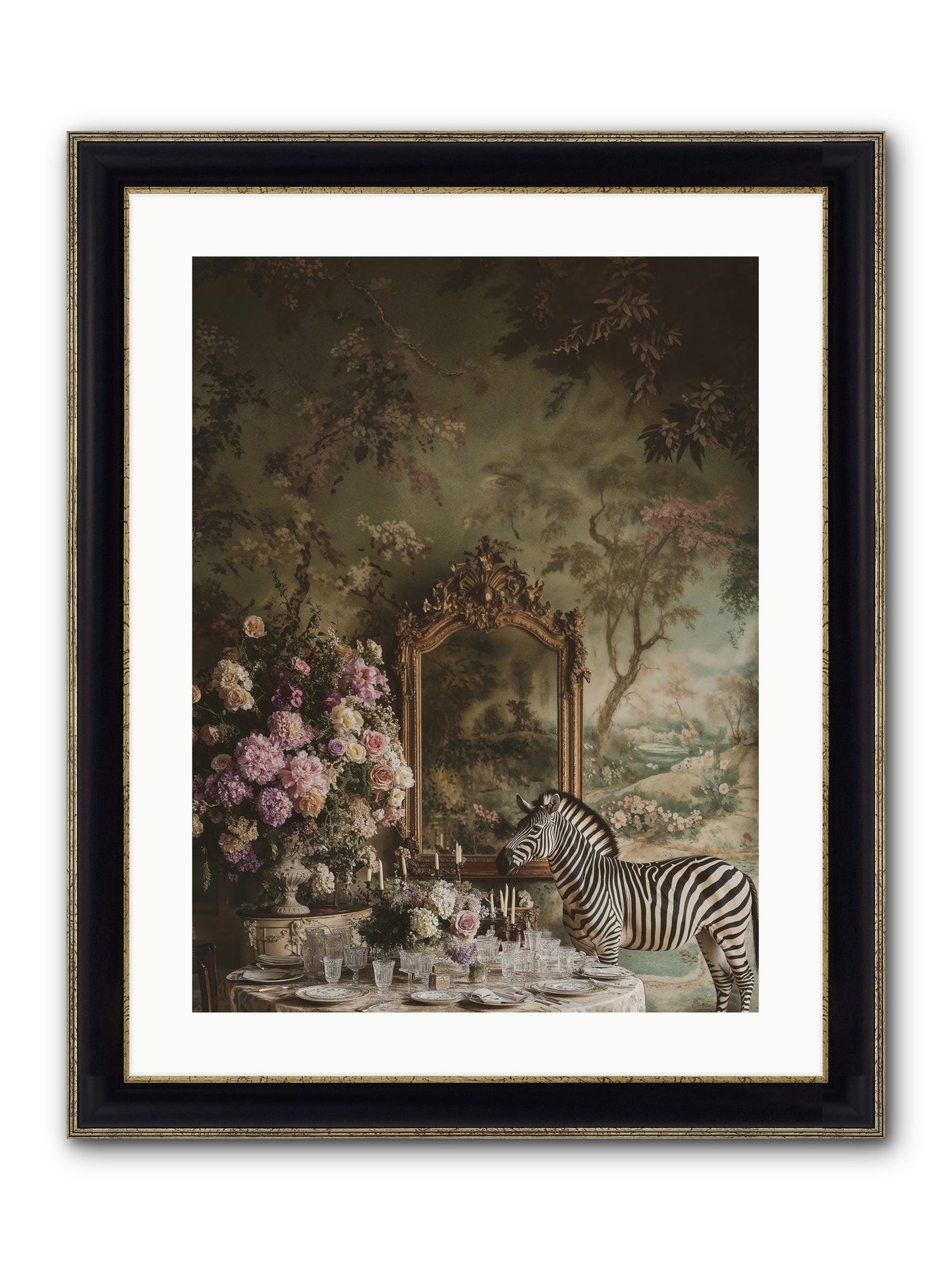 Oberon's Feast Framed Print - Black & Gold 18x24