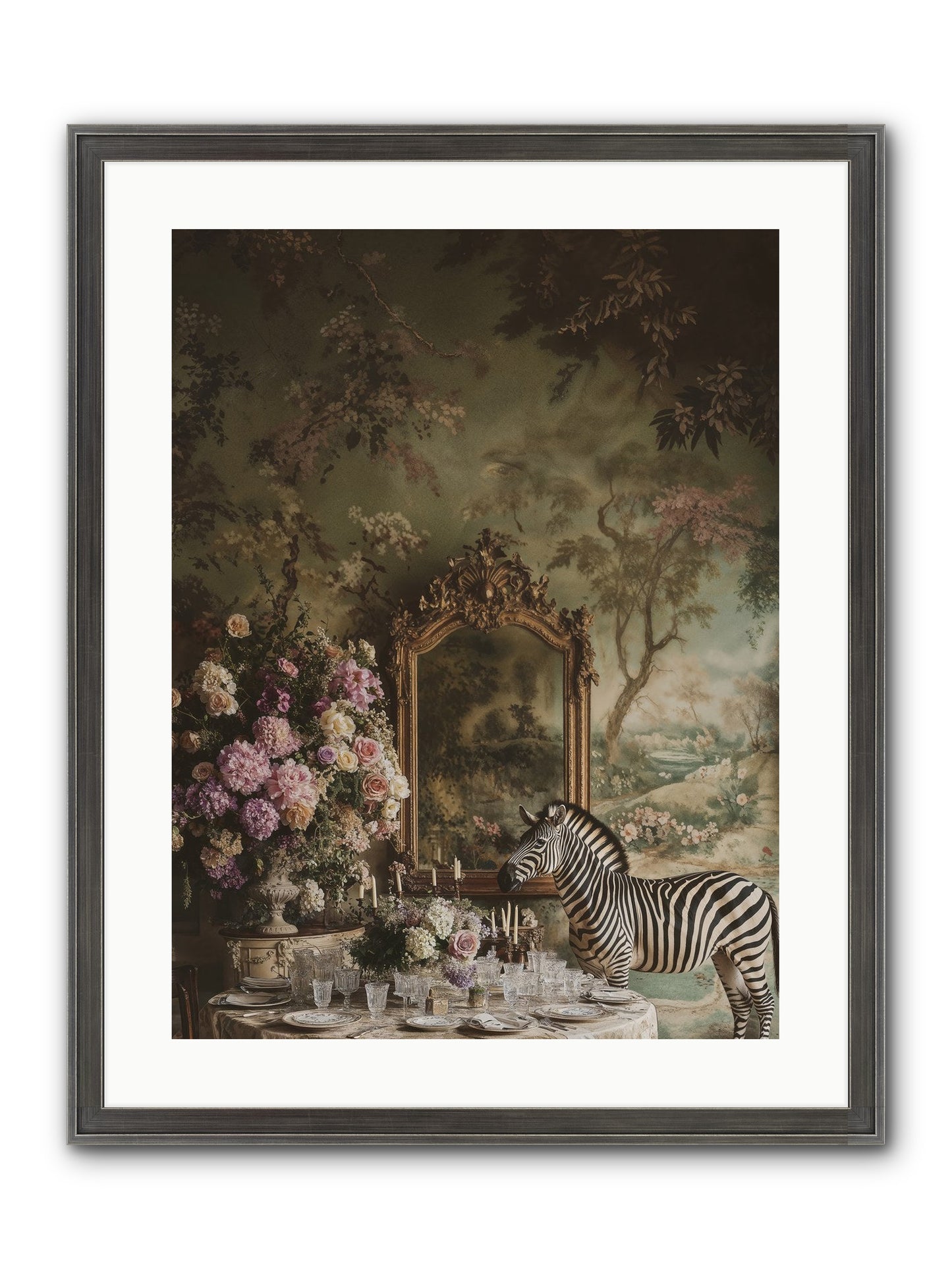 Oberon's Feast Framed Print - Slimwoods Black/Silver 18x24