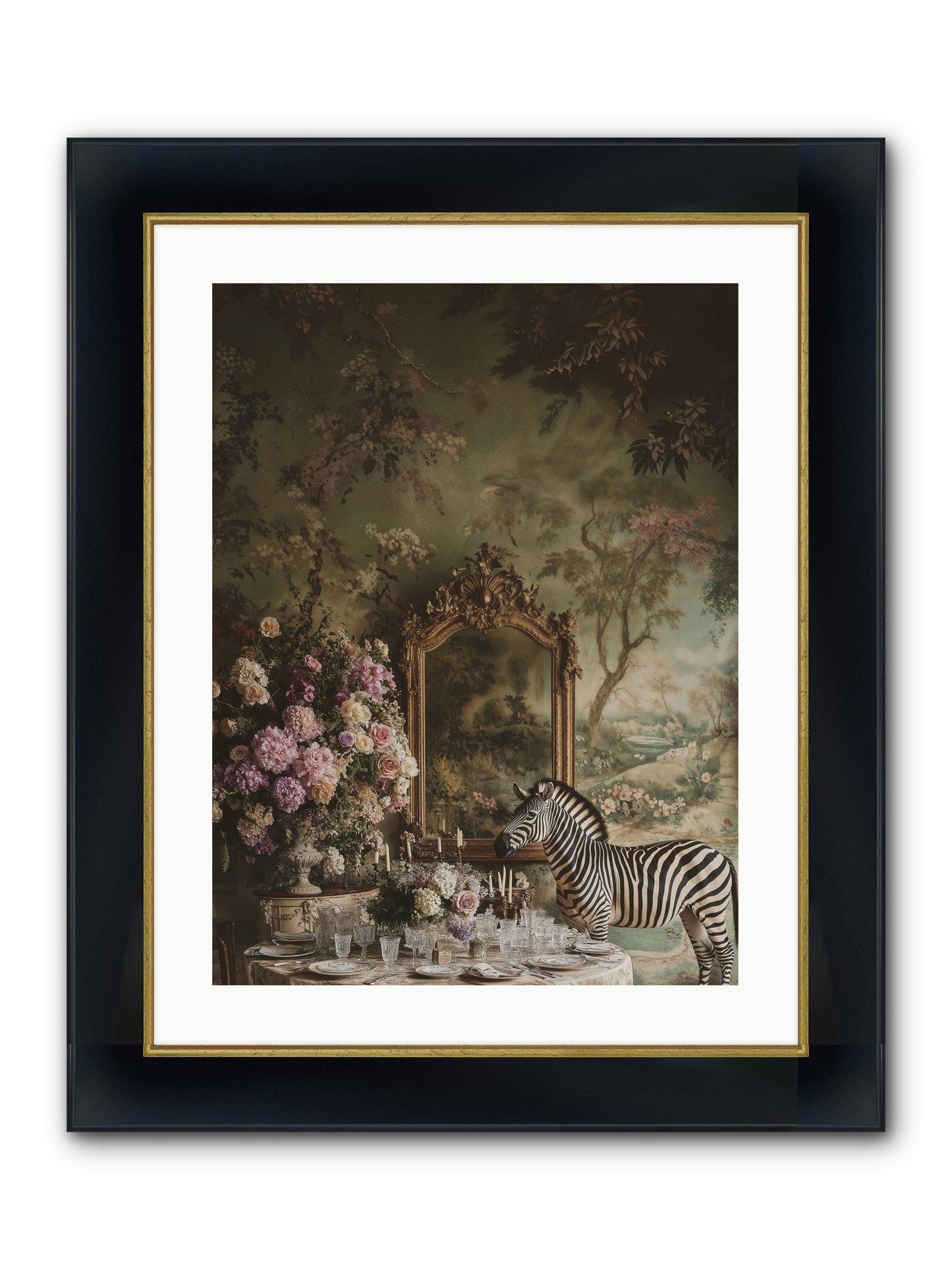 Oberon's Feast Framed Print - Wide Black w/Gold 18x24