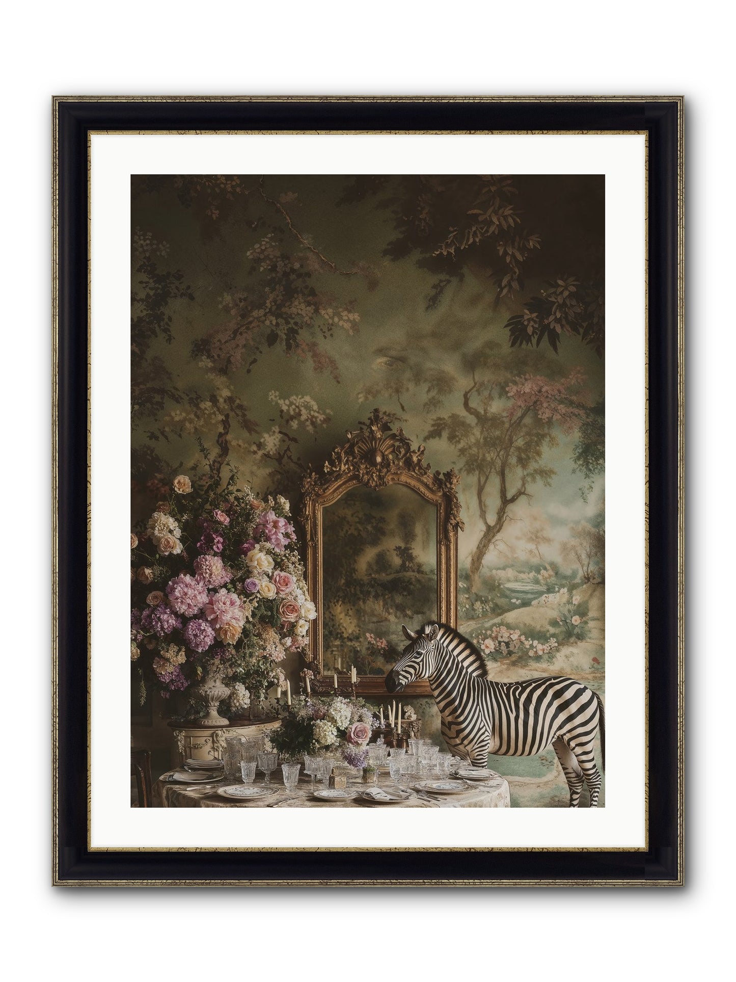 Oberon's Feast Framed Print - Black & Gold 24x32