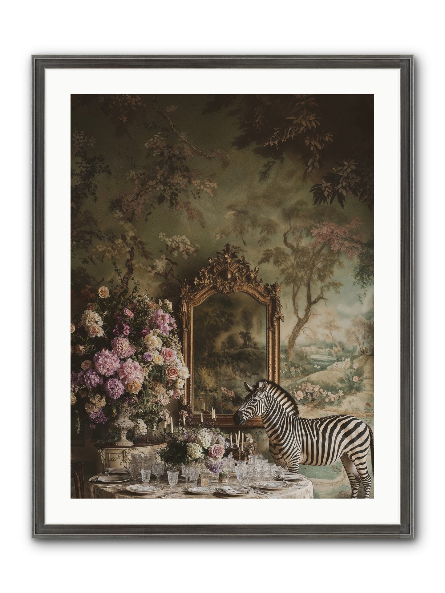 Oberon's Feast Framed Print - Slimwoods Black/Silver 24x32