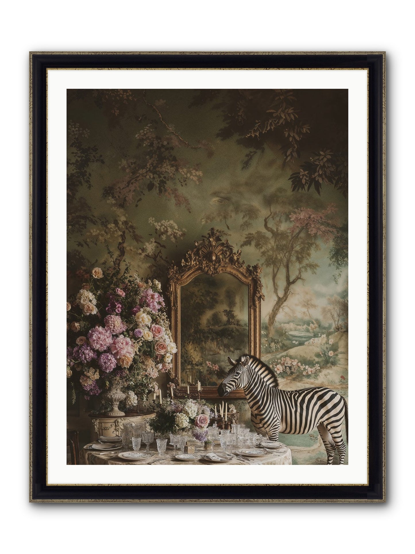 Oberon's Feast Framed Print - Black & Gold 30x40