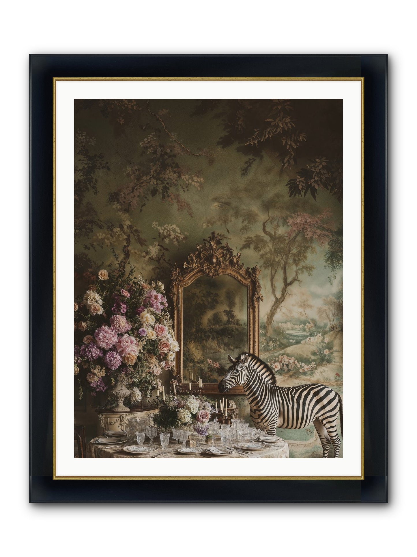 Oberon's Feast Framed Print - Wide Black w/Gold 30x40