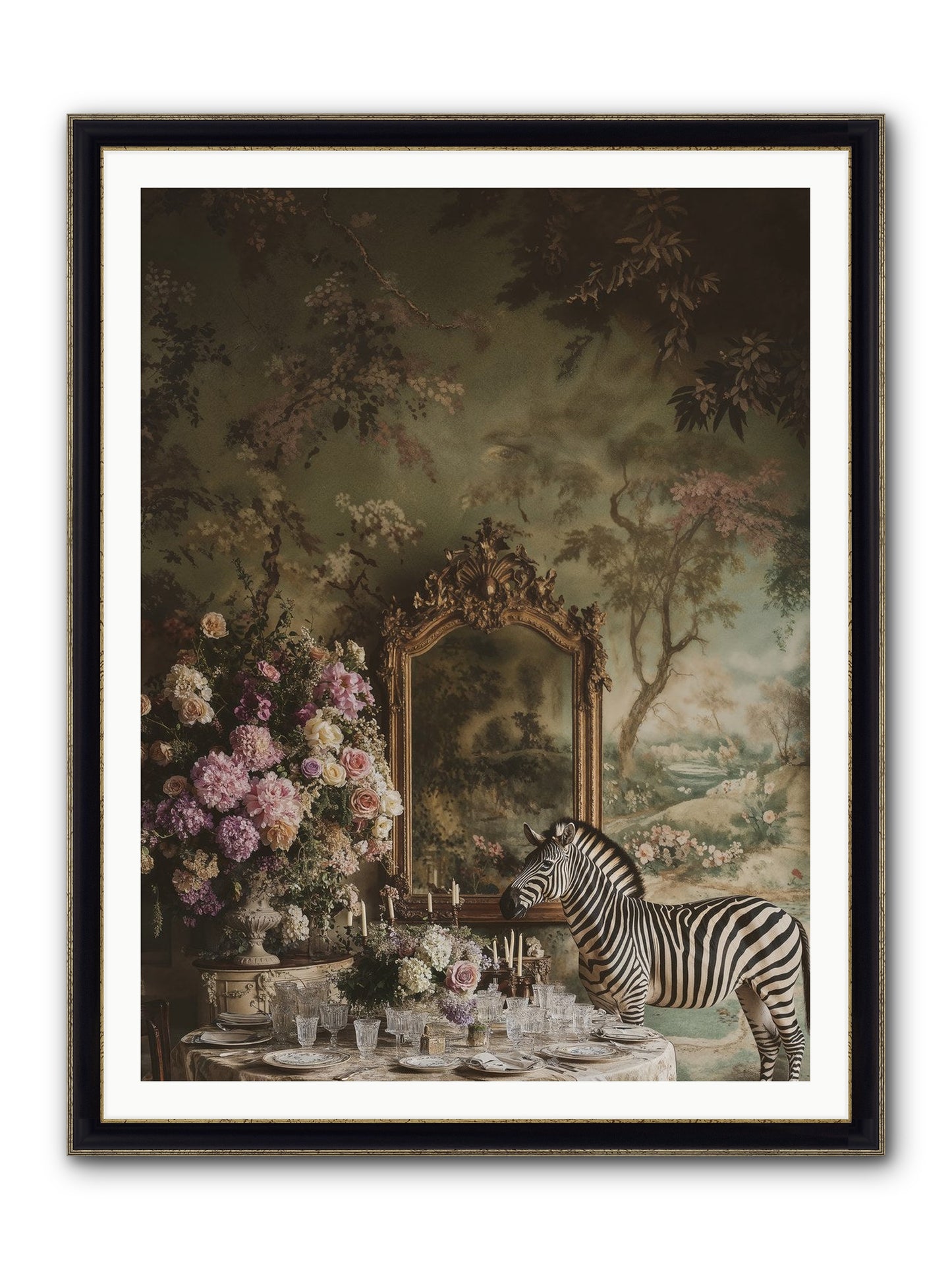 Oberon's Feast Framed Print - Black & Gold 36x48