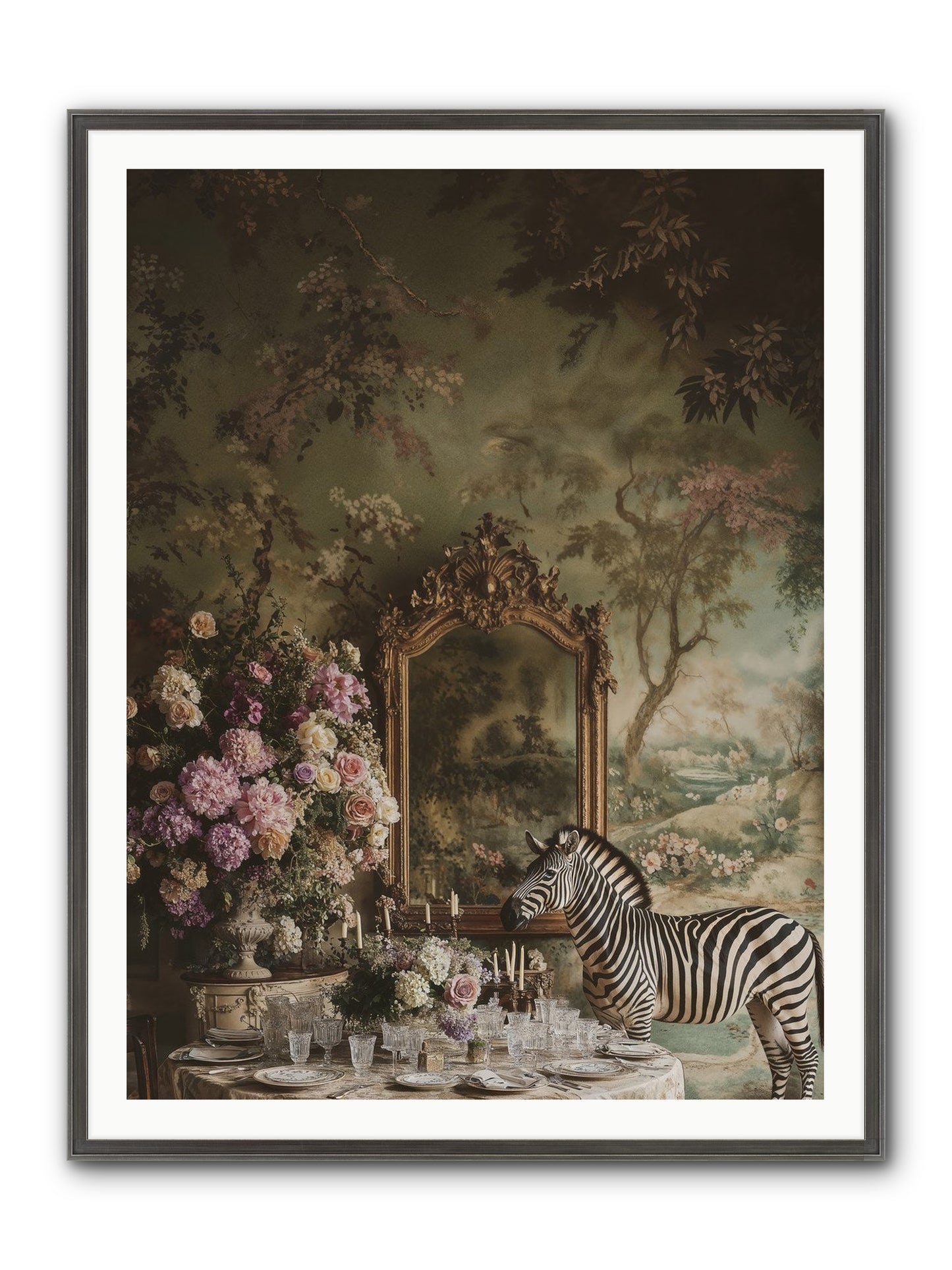 Oberon's Feast Framed Print - Slimwoods Black/Silver 36x48