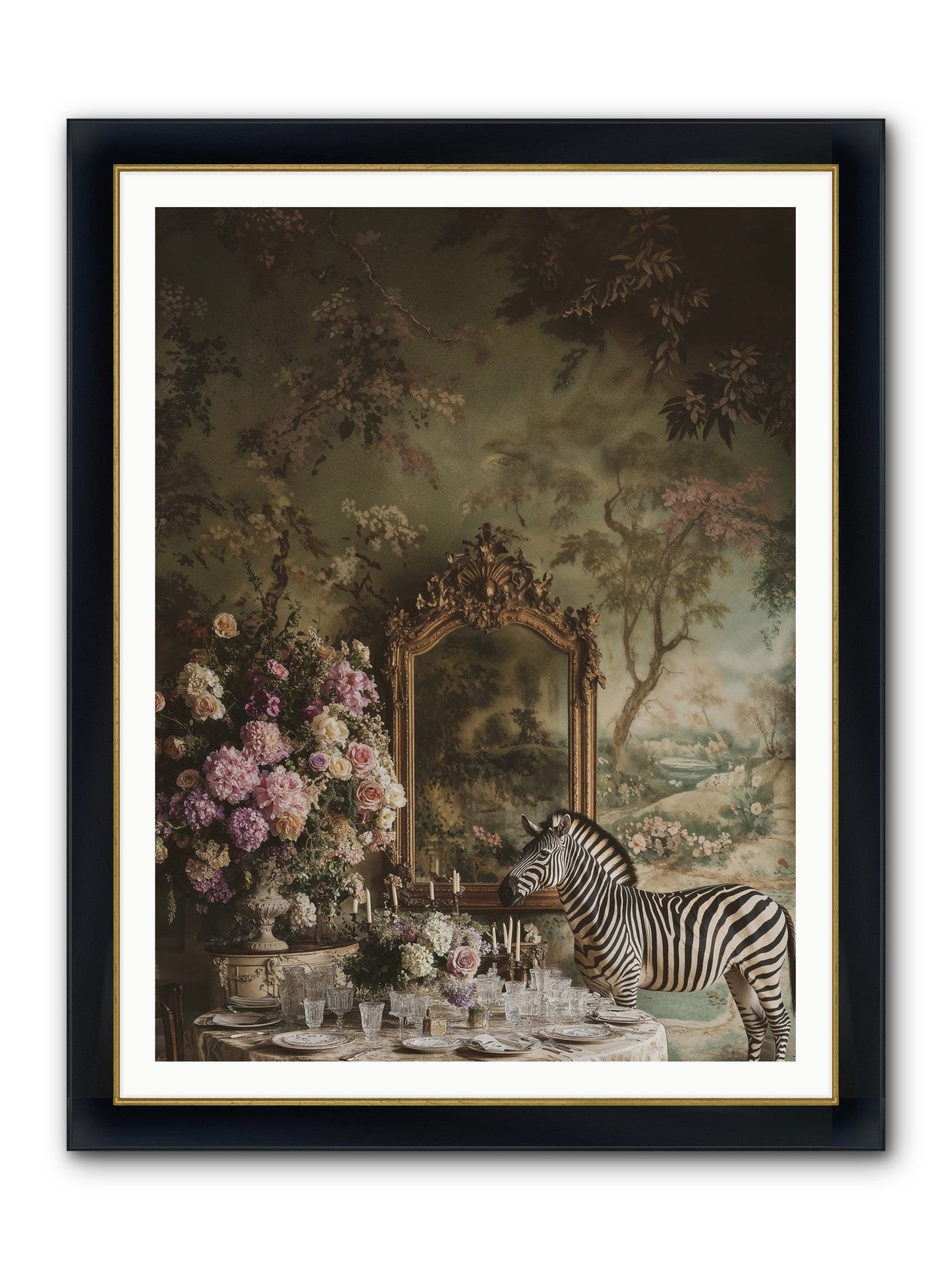Oberon's Feast Framed Print - Wide Black w/Gold 36x48