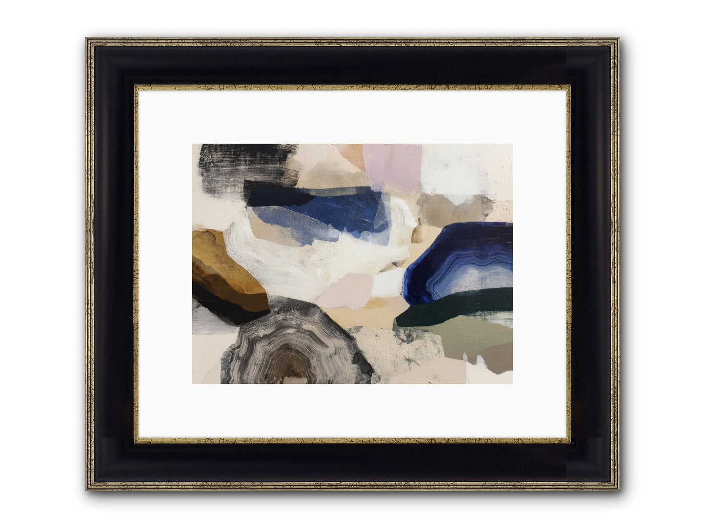 Oblique Clarity Framed Print - Black & Gold 12x9