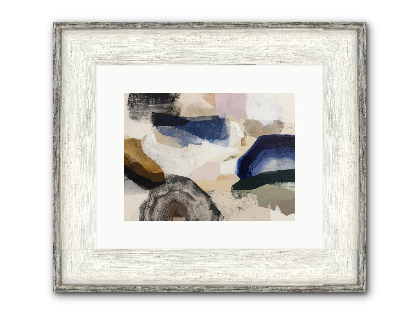 Oblique Clarity Framed Print - Driftwood White 12x9