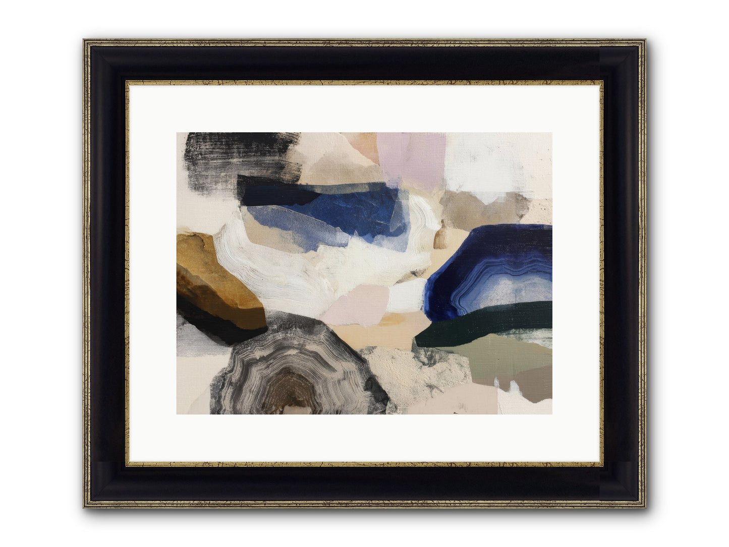 Oblique Clarity Framed Print - Black & Gold 16x12