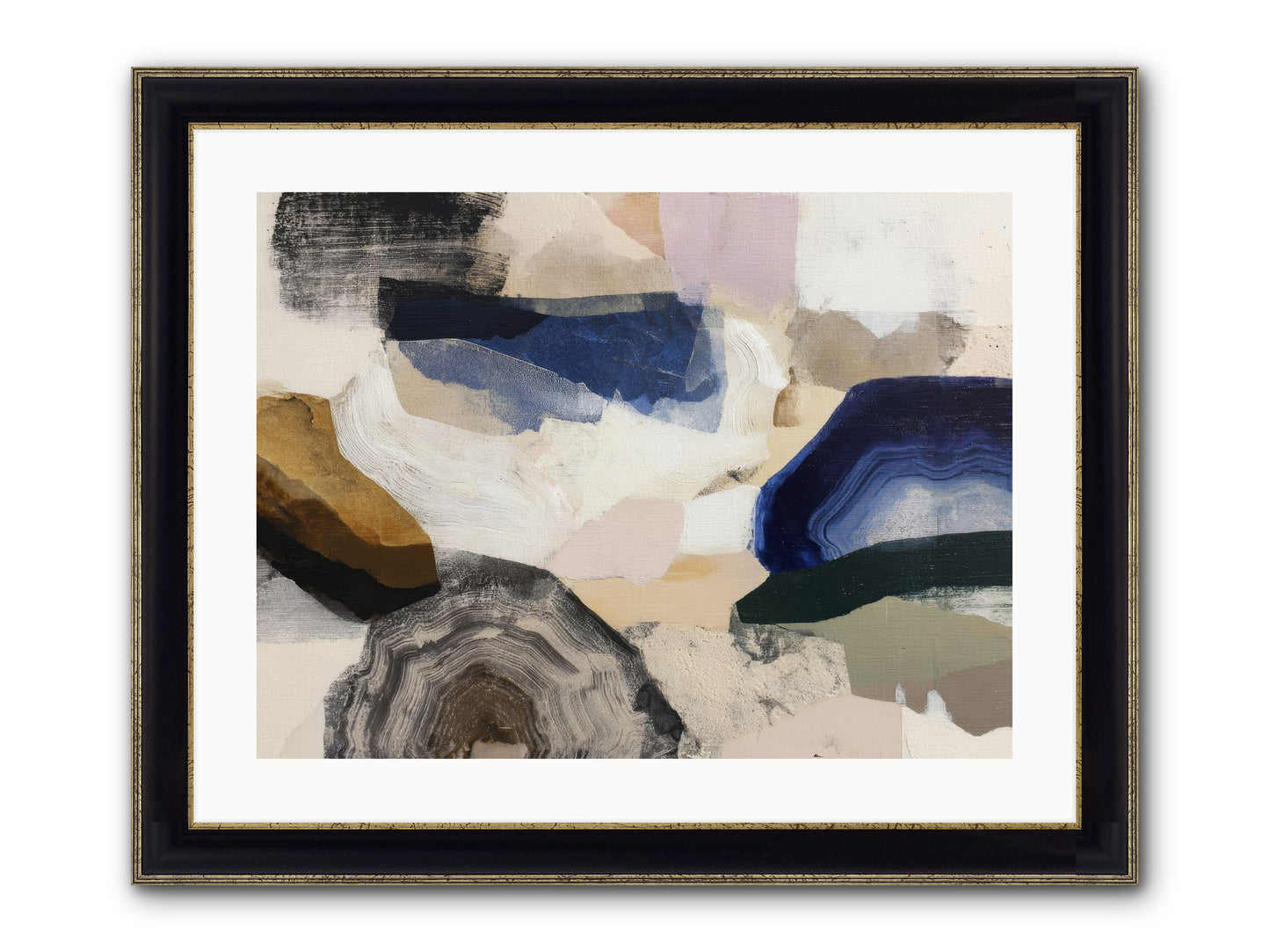 Oblique Clarity Framed Print - Black & Gold 24x18