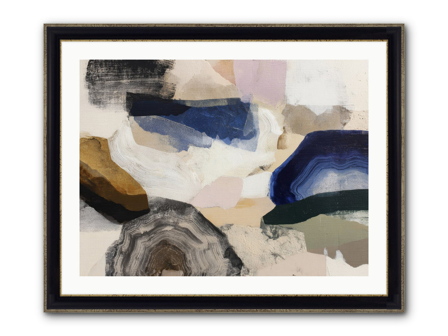 Oblique Clarity Framed Print - Black & Gold 32x24