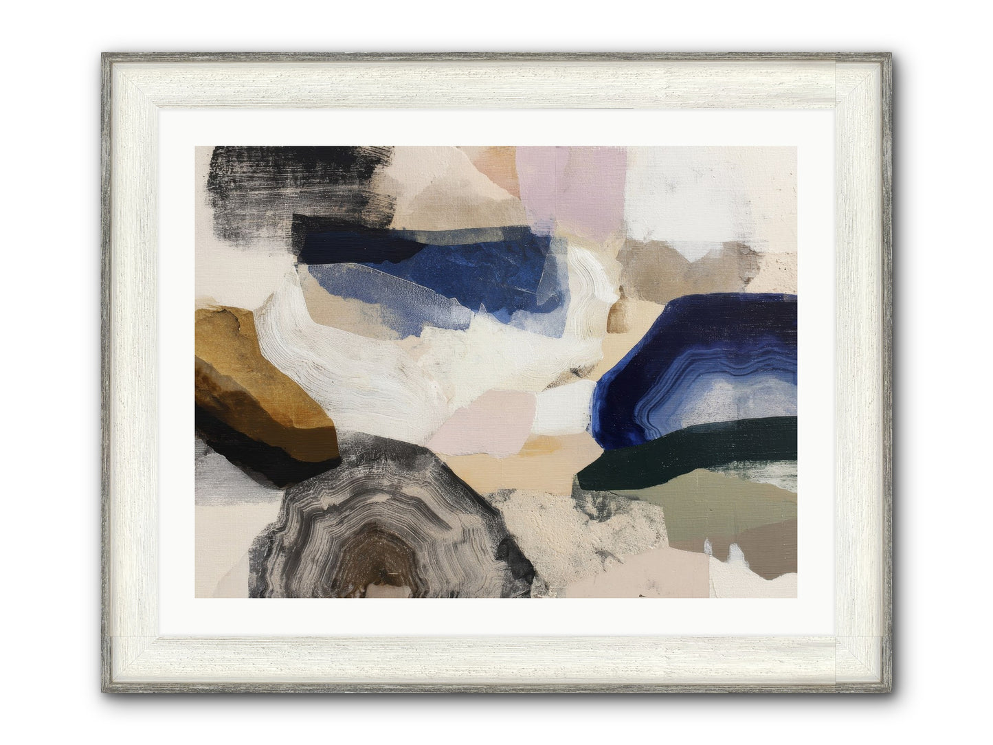 Oblique Clarity Framed Print - Driftwood White 32x24