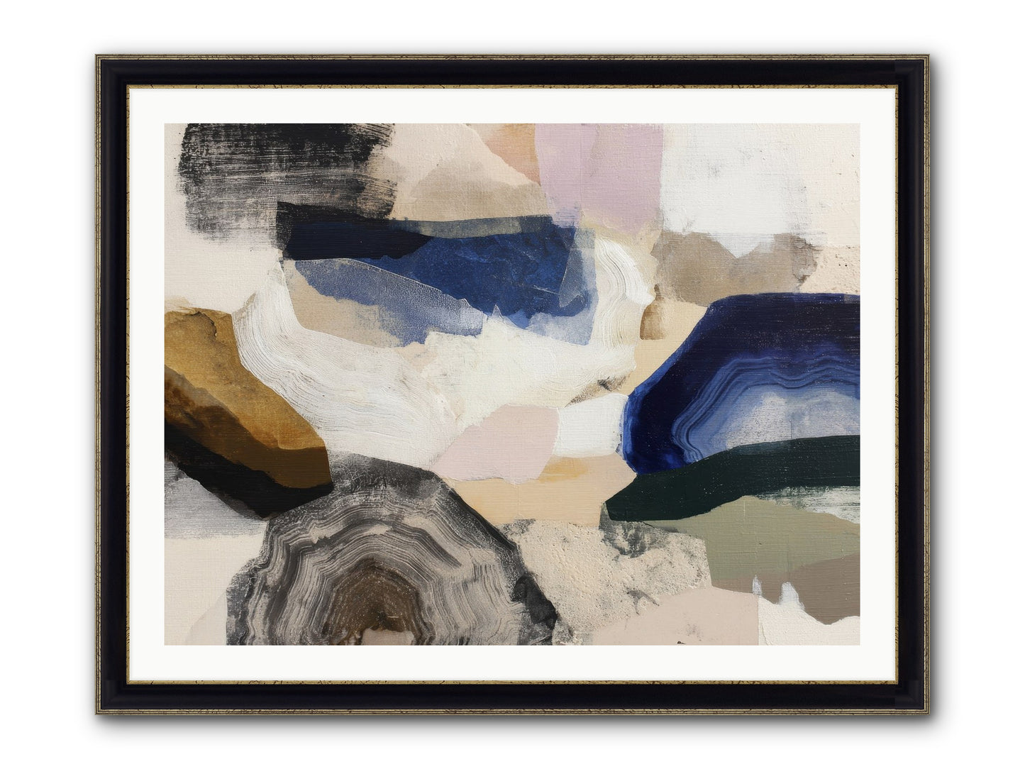 Oblique Clarity Framed Print - Black & Gold 40x30