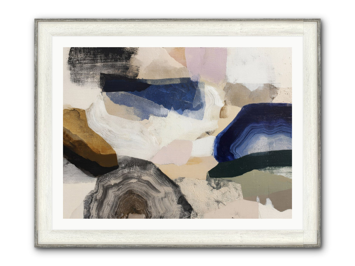 Oblique Clarity Framed Print - Driftwood White 40x30