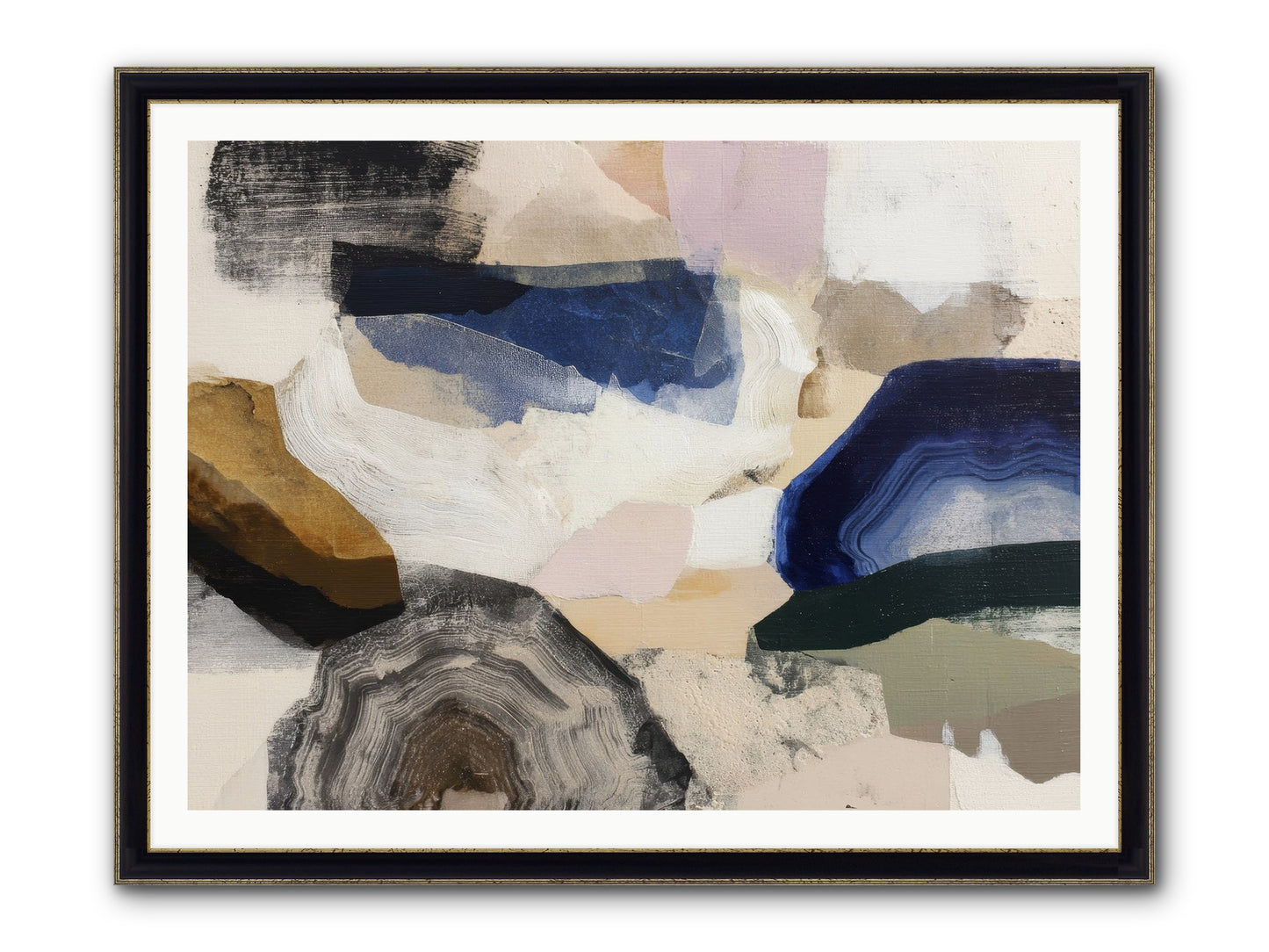 Oblique Clarity Framed Print - Black & Gold 48x36