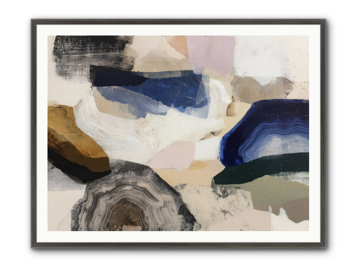 Oblique Clarity Framed Print - Slimwoods Black/Silver 48x36