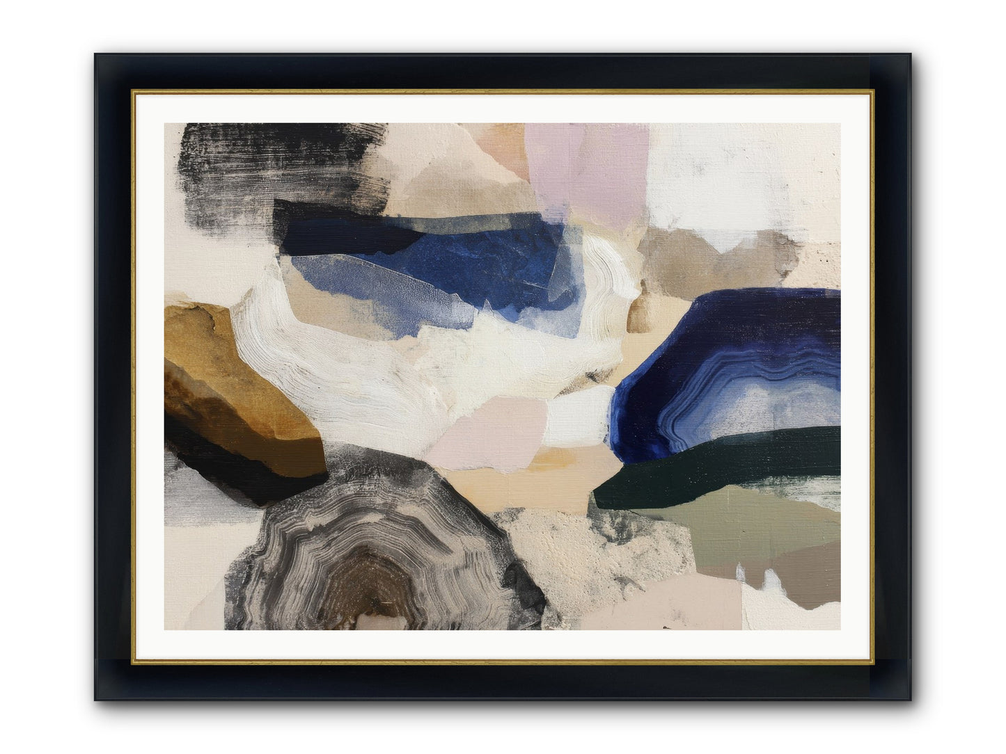Oblique Clarity Framed Print - Wide Black w/Gold 48x36
