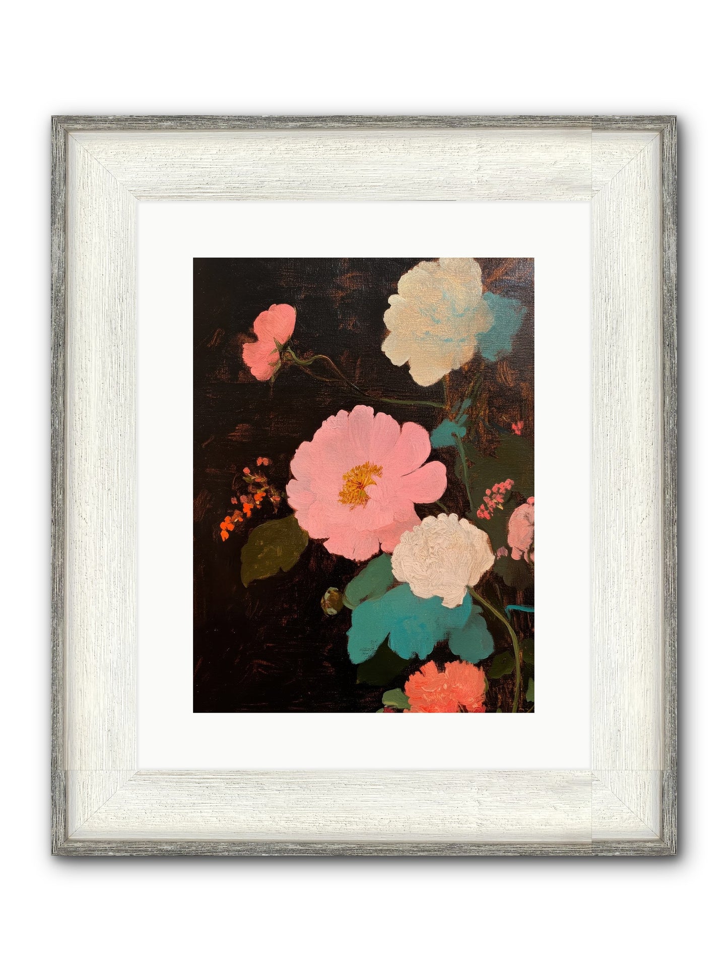 Obsidian Garden Framed Print - Driftwood White 12x16