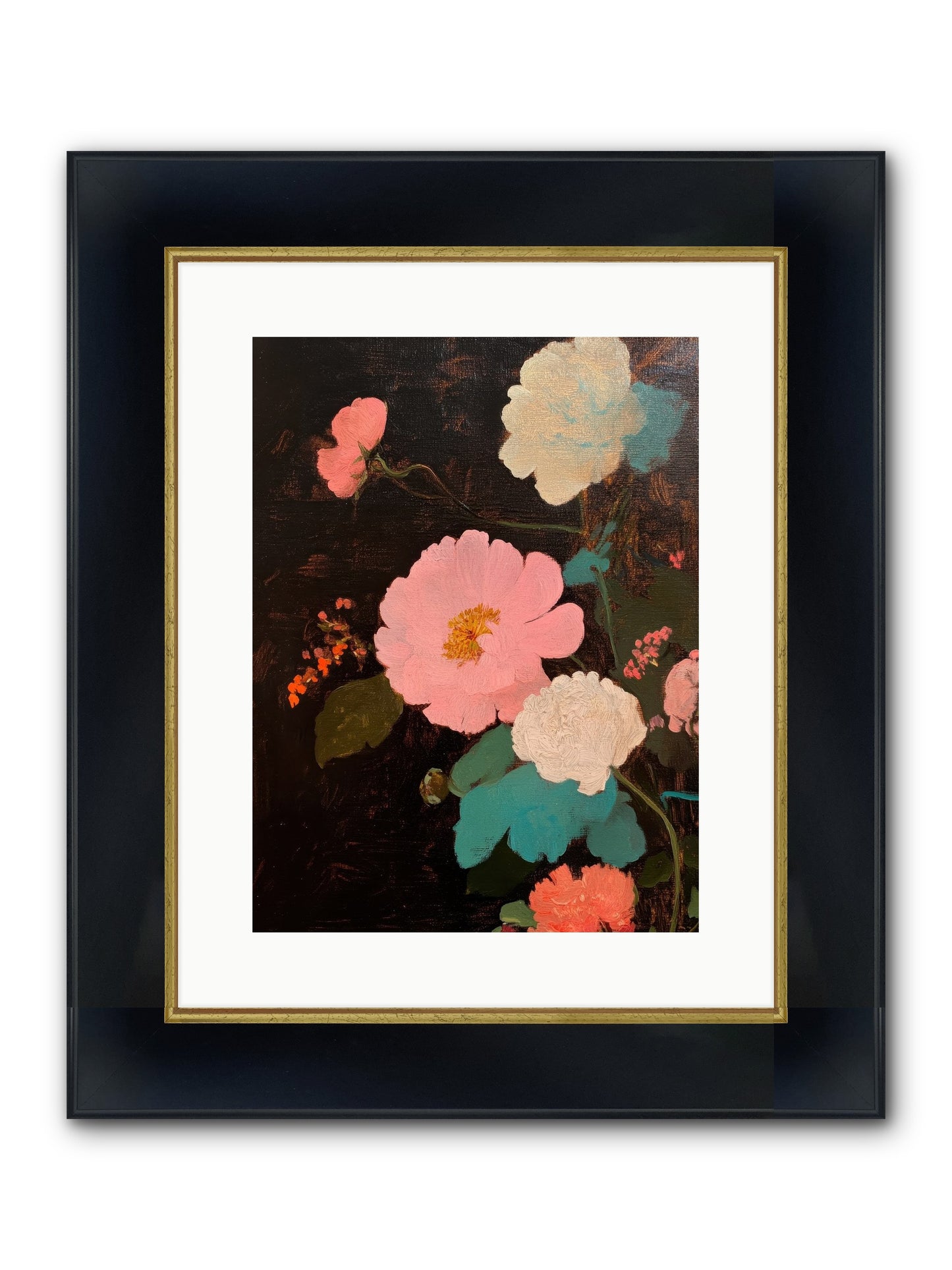 Obsidian Garden Framed Print - Wide Black w/Gold 12x16