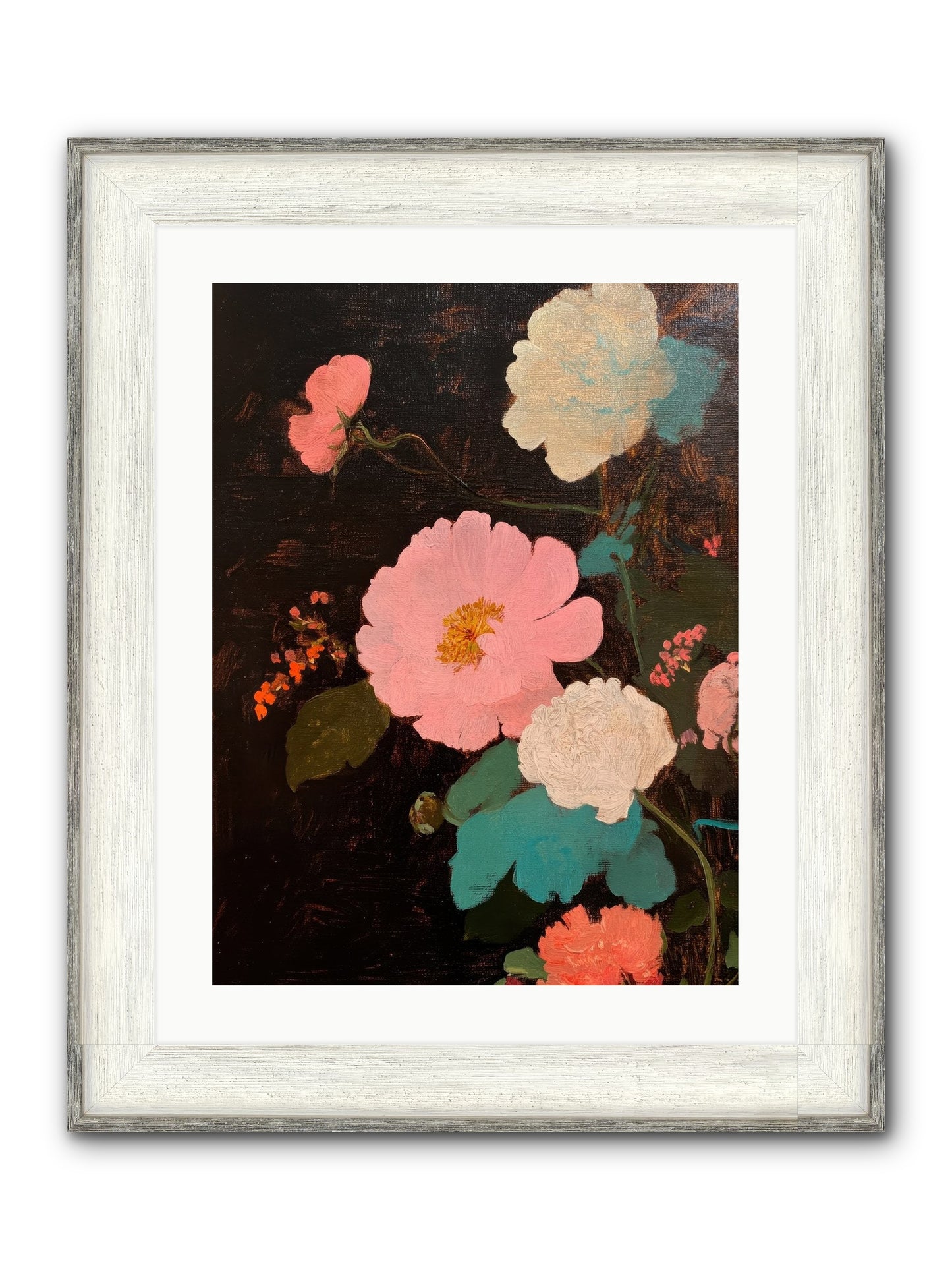 Obsidian Garden Framed Print - Driftwood White 18x24
