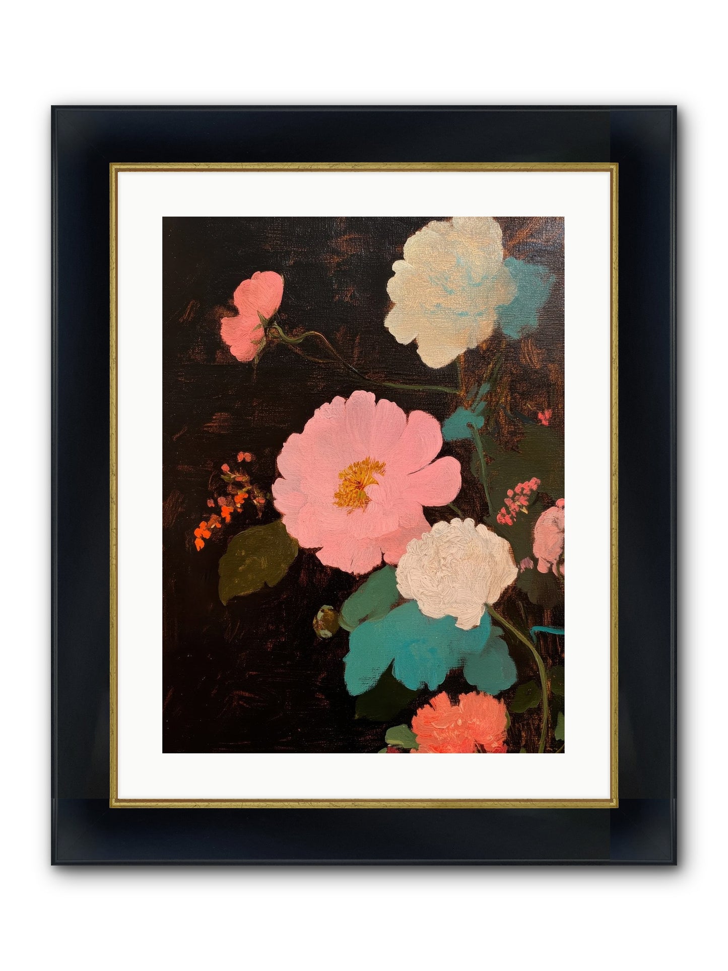 Obsidian Garden Framed Print - Wide Black w/Gold 18x24