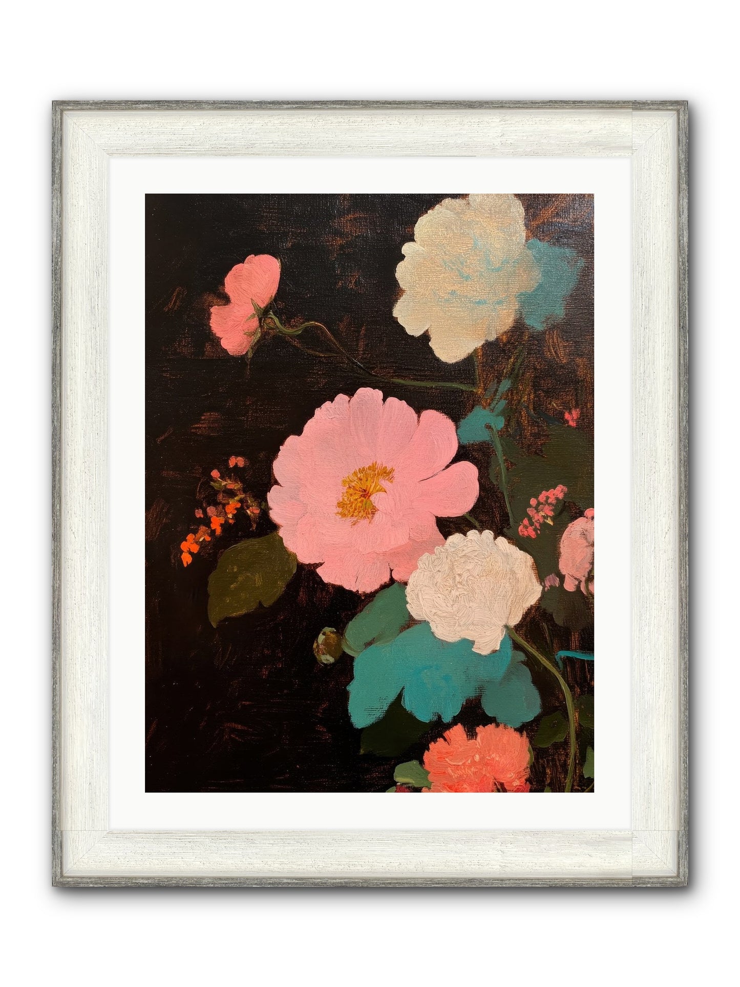 Obsidian Garden Framed Print - Driftwood White 24x32