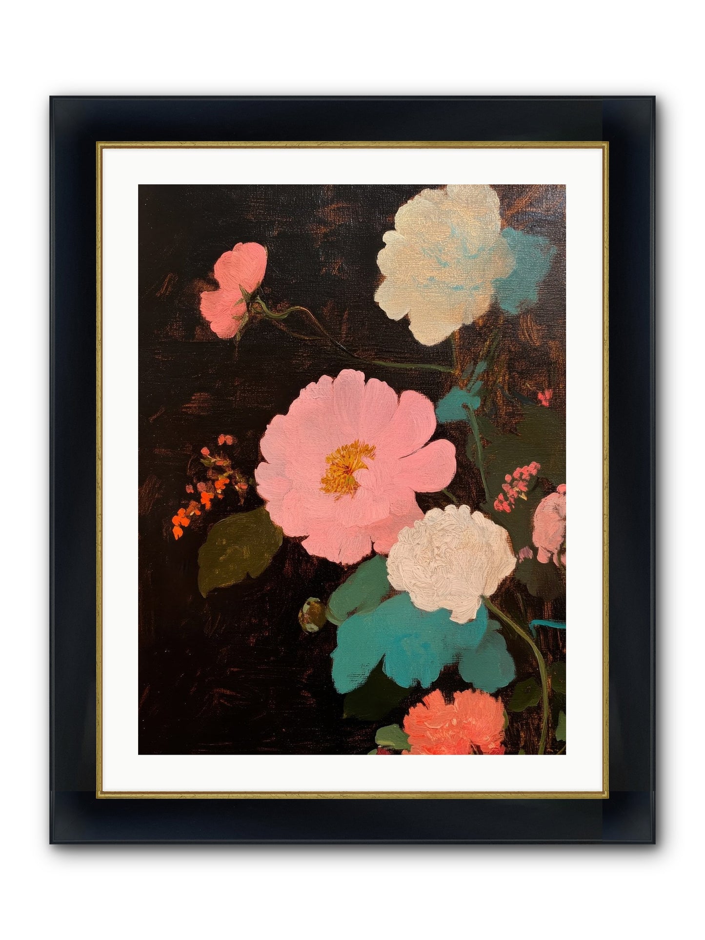 Obsidian Garden Framed Print - Wide Black w/Gold 24x32