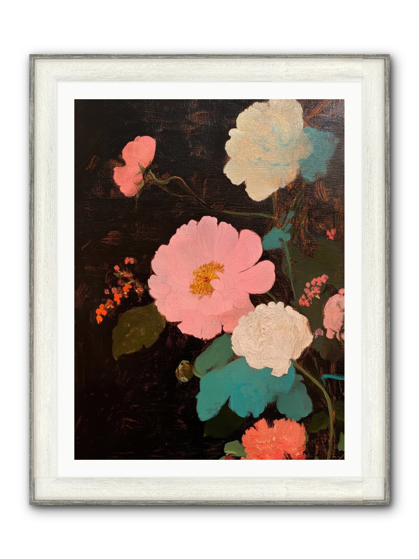 Obsidian Garden Framed Print - Driftwood White 30x40
