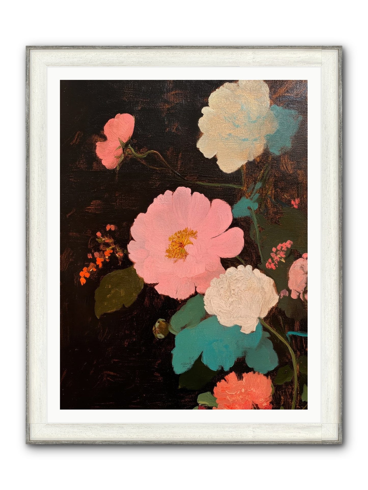 Obsidian Garden Framed Print - Driftwood White 36x48