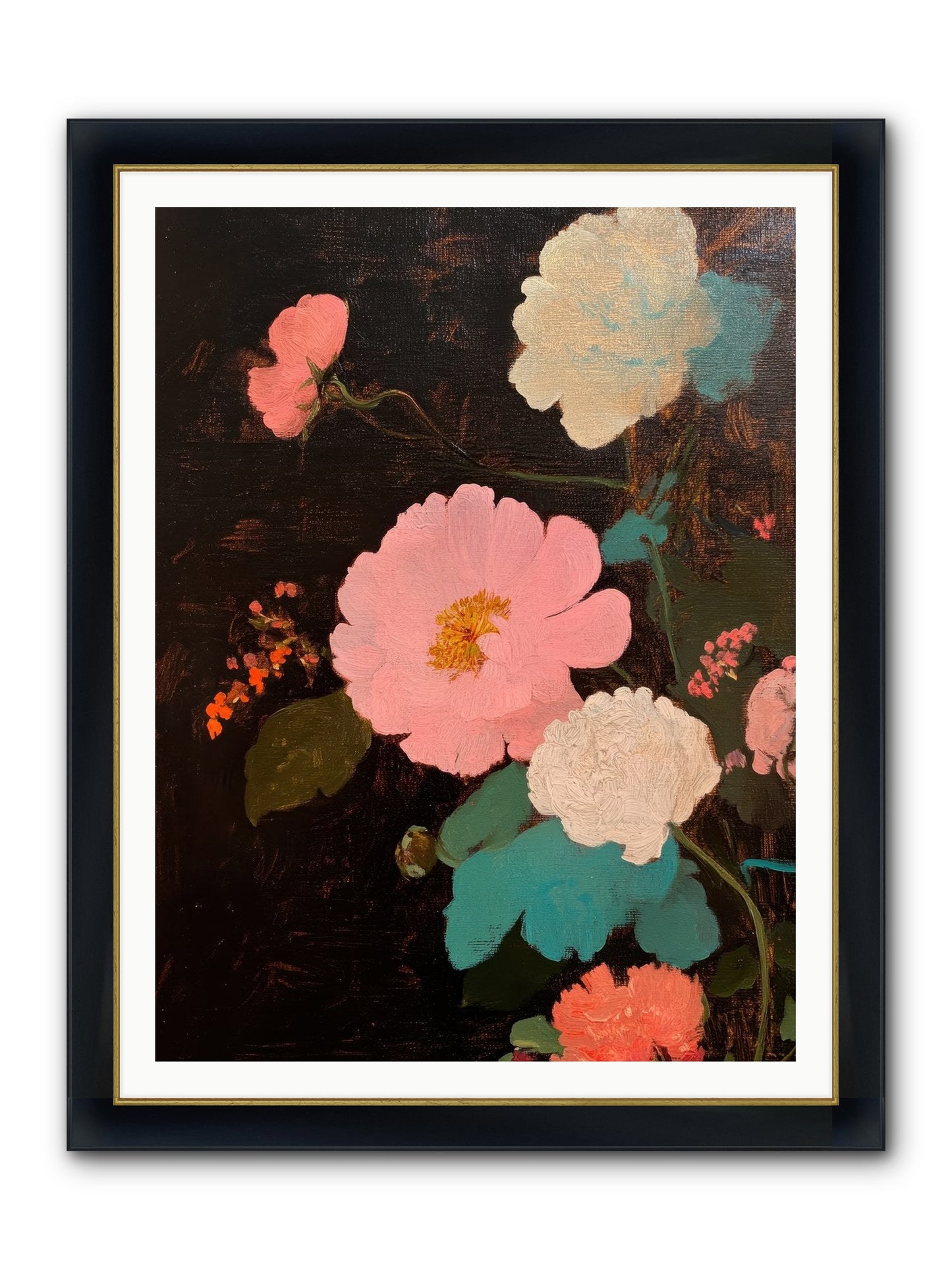 Obsidian Garden Framed Print - Wide Black w/Gold 36x48