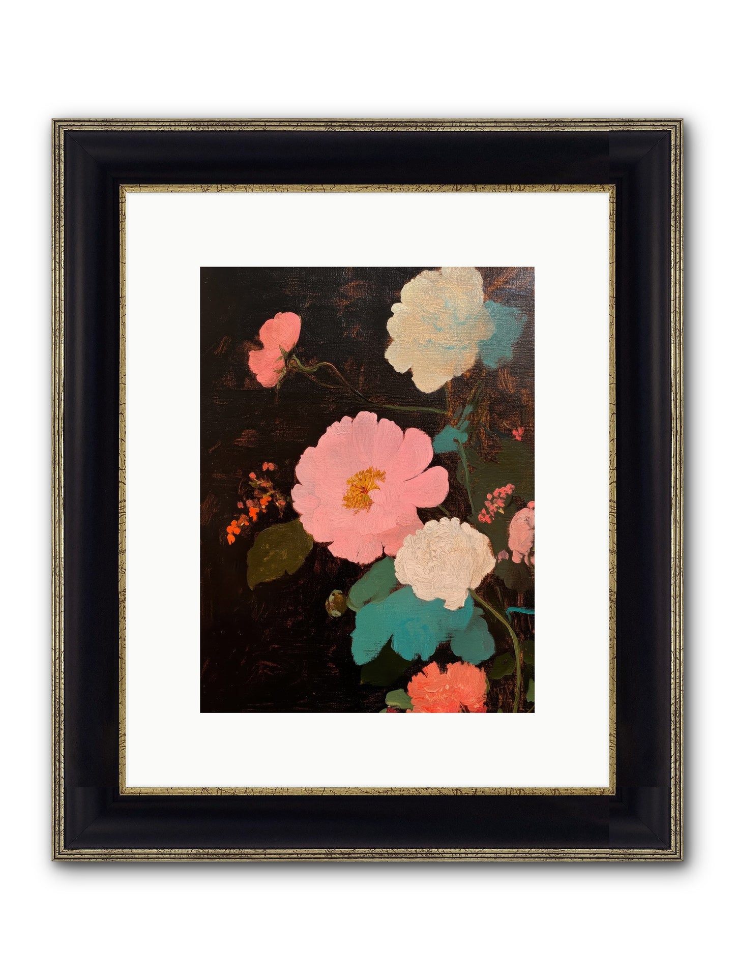 Obsidian Garden Framed Print - Black & Gold 9x12