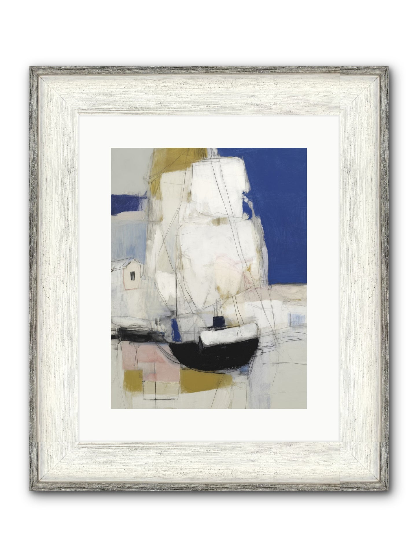 Obsidian Harbor Framed Print - Driftwood White 12x16