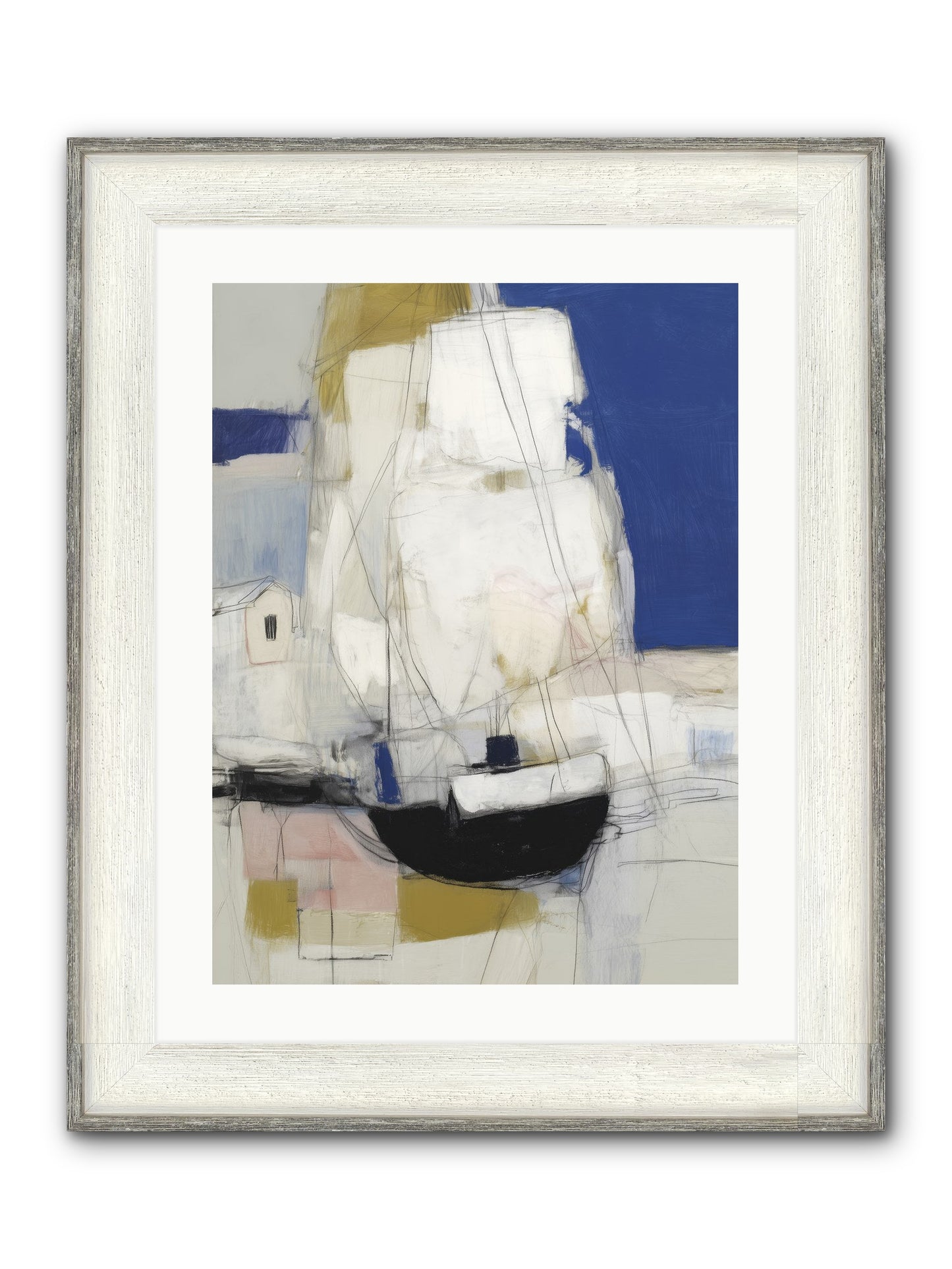 Obsidian Harbor Framed Print - Driftwood White 18x24