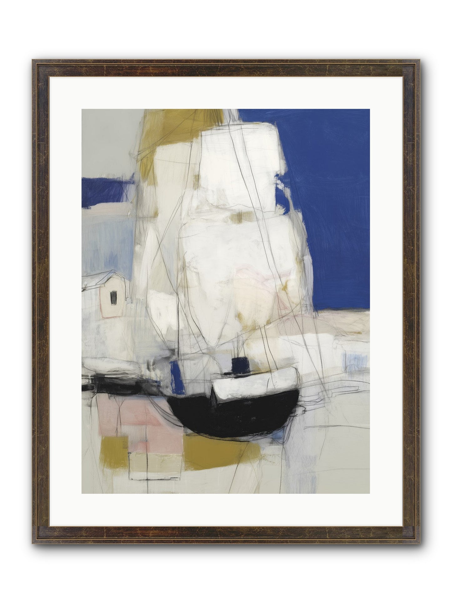 Obsidian Harbor Framed Print - Slimwoods Black/Gold 18x24