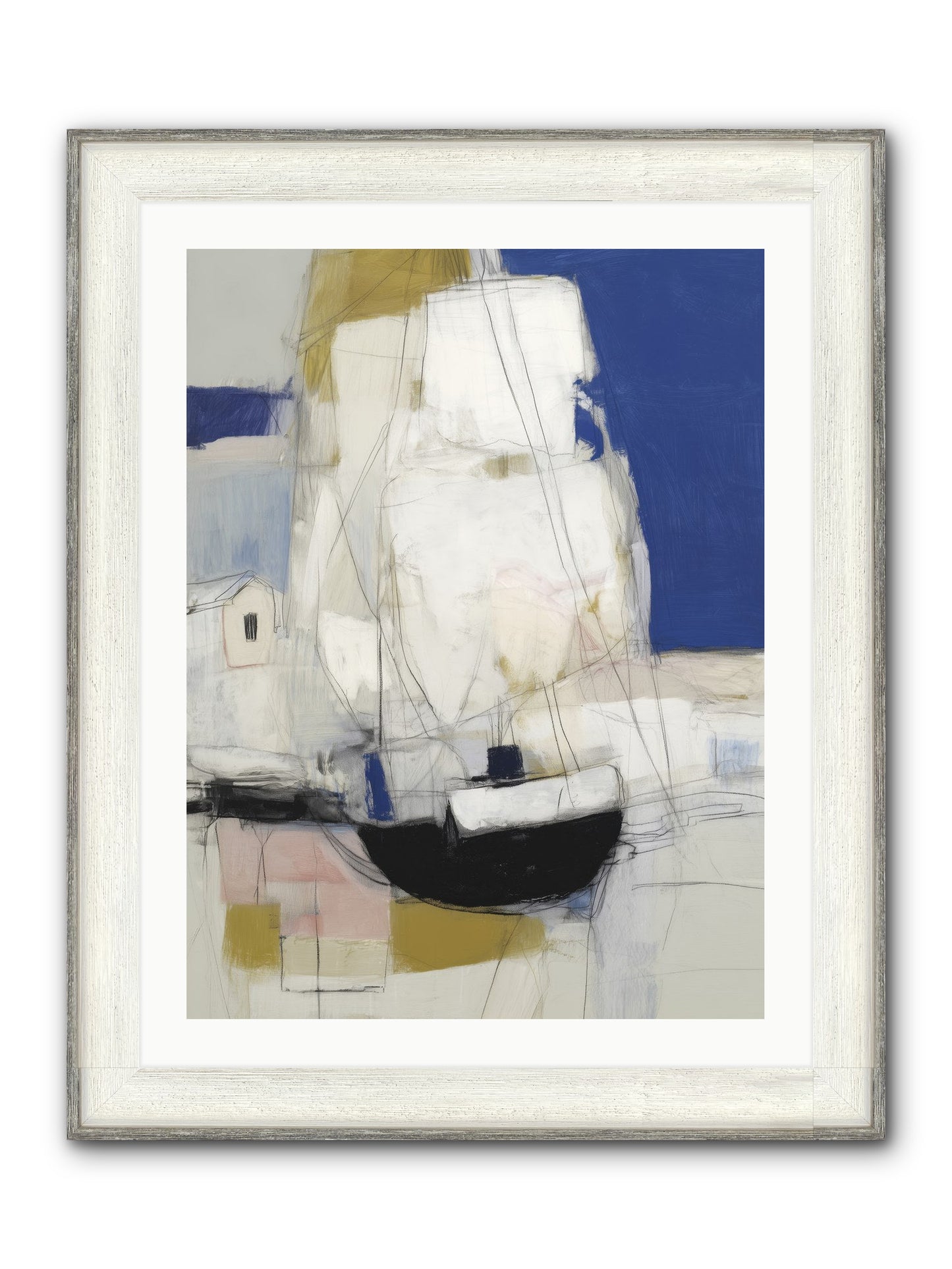 Obsidian Harbor Framed Print - Driftwood White 24x32