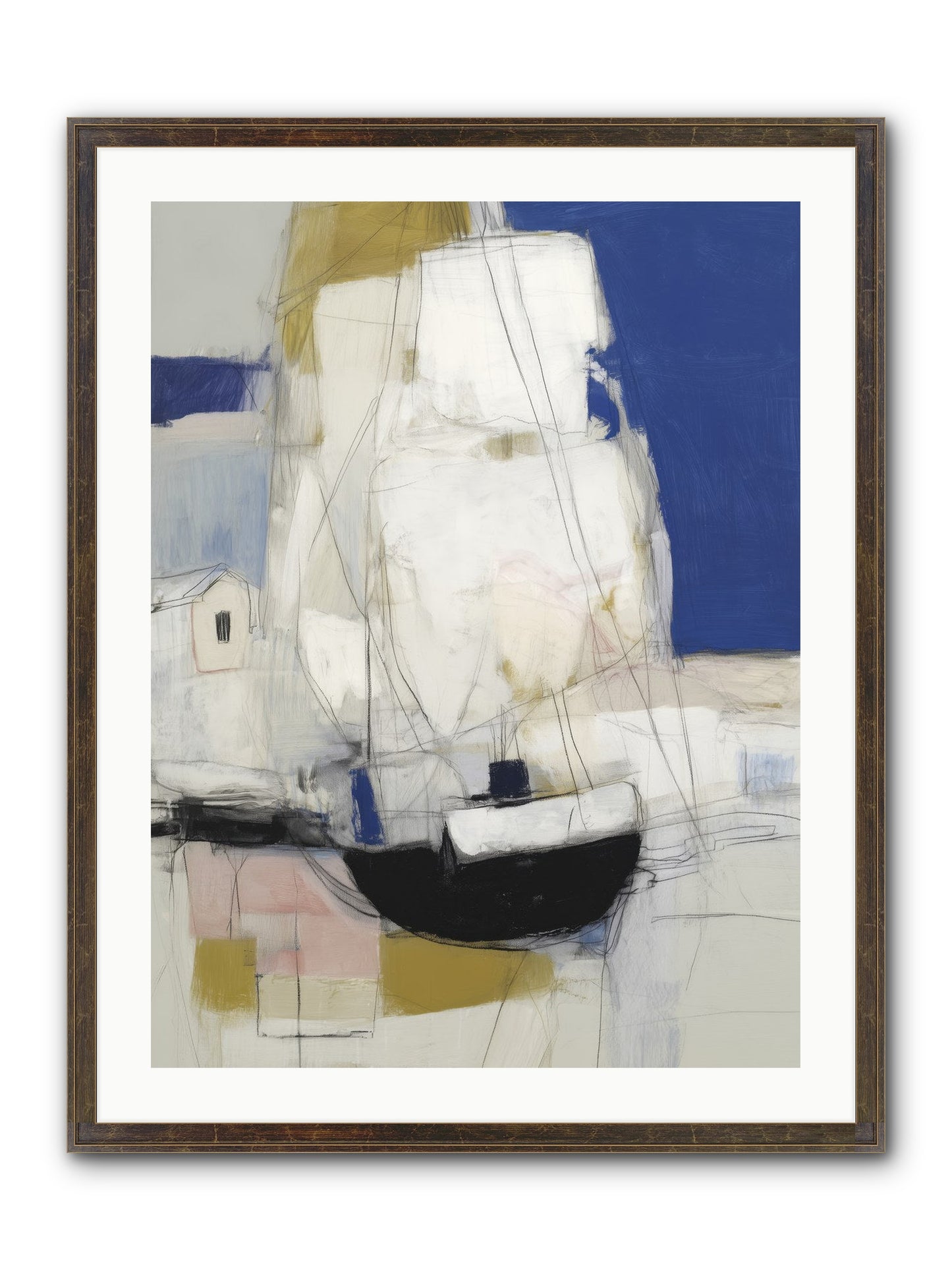 Obsidian Harbor Framed Print - Slimwoods Black/Gold 24x32