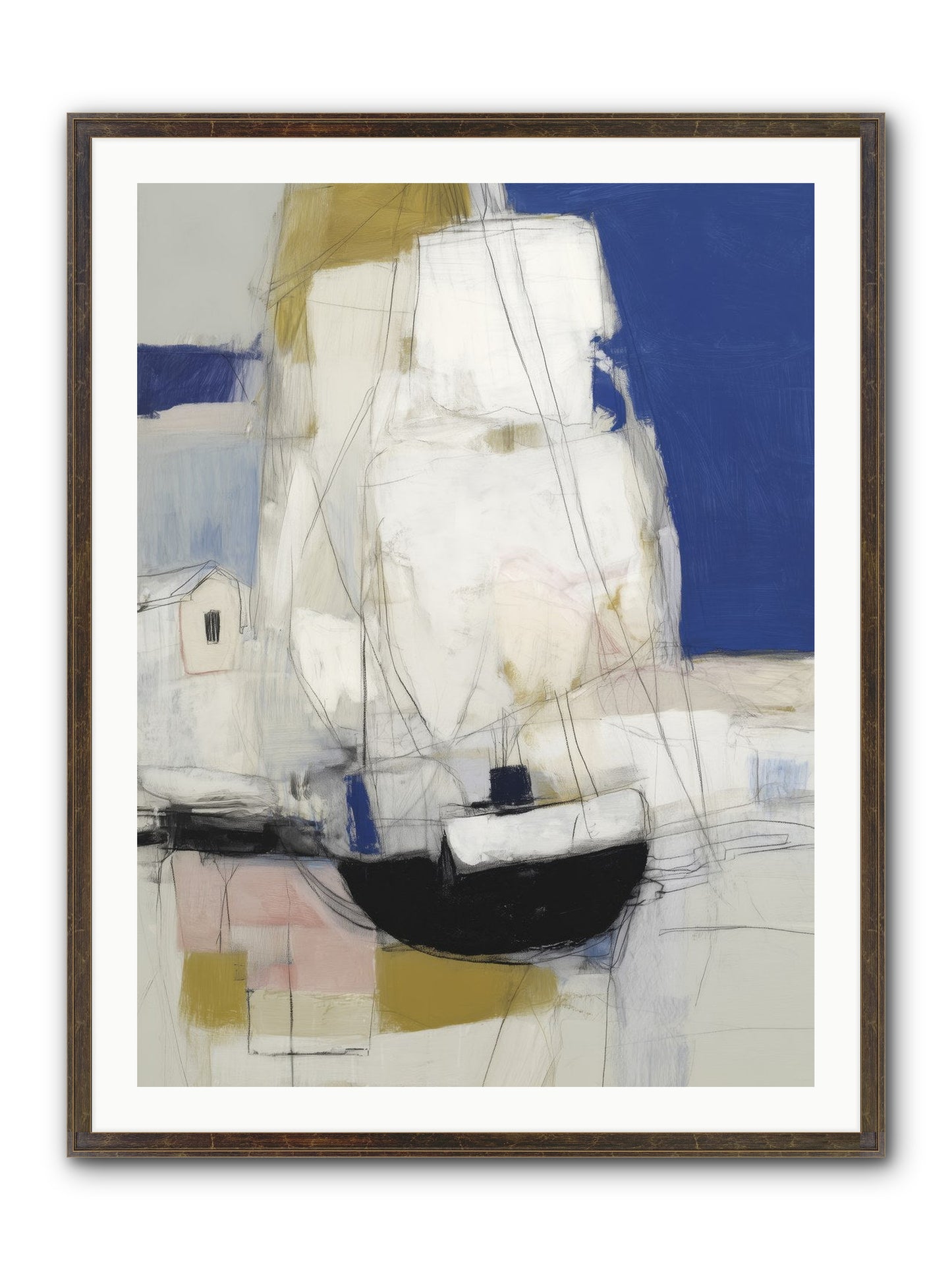 Obsidian Harbor Framed Print - Slimwoods Black/Gold 30x40