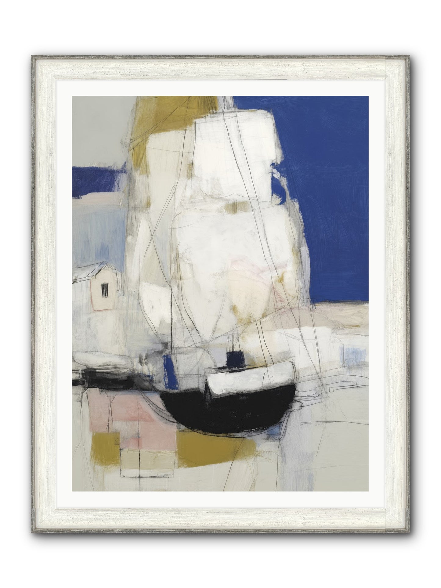 Obsidian Harbor Framed Print - Driftwood White 36x48