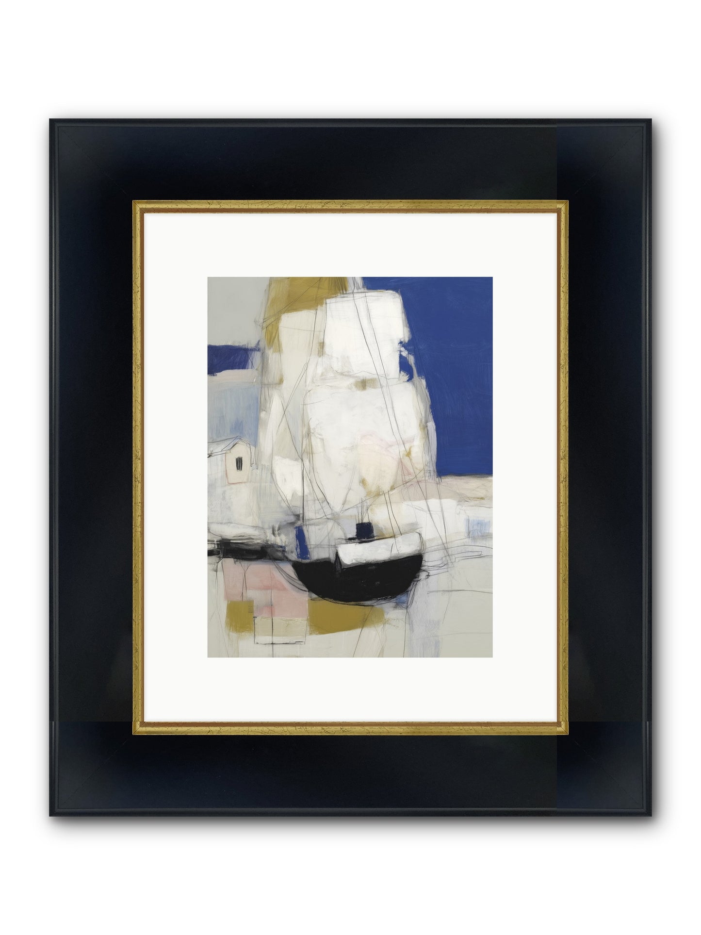 Obsidian Harbor Framed Print - Wide Black w/Gold 9x12