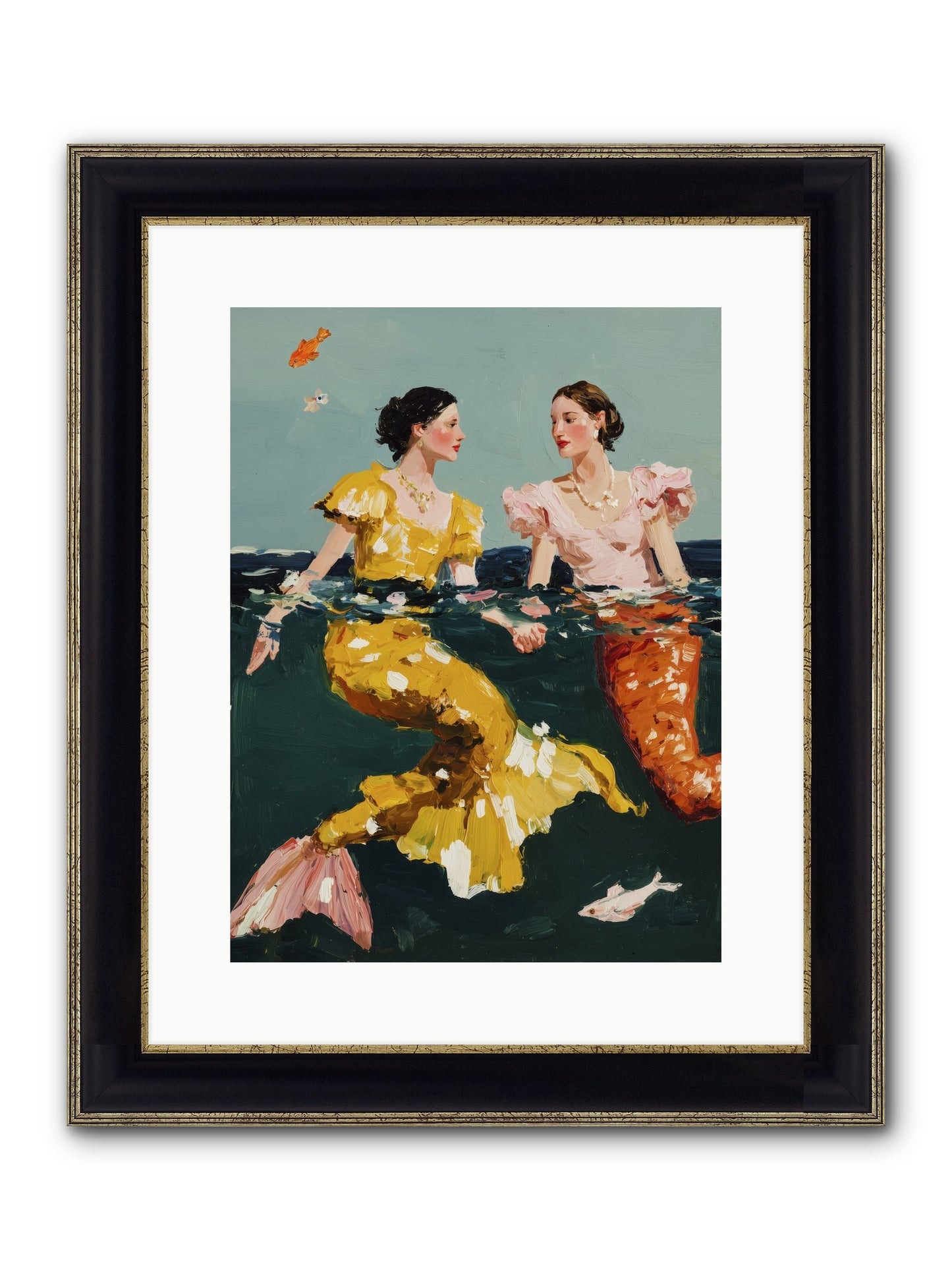 Ocean Daughters Framed Print - Black & Gold 12x16