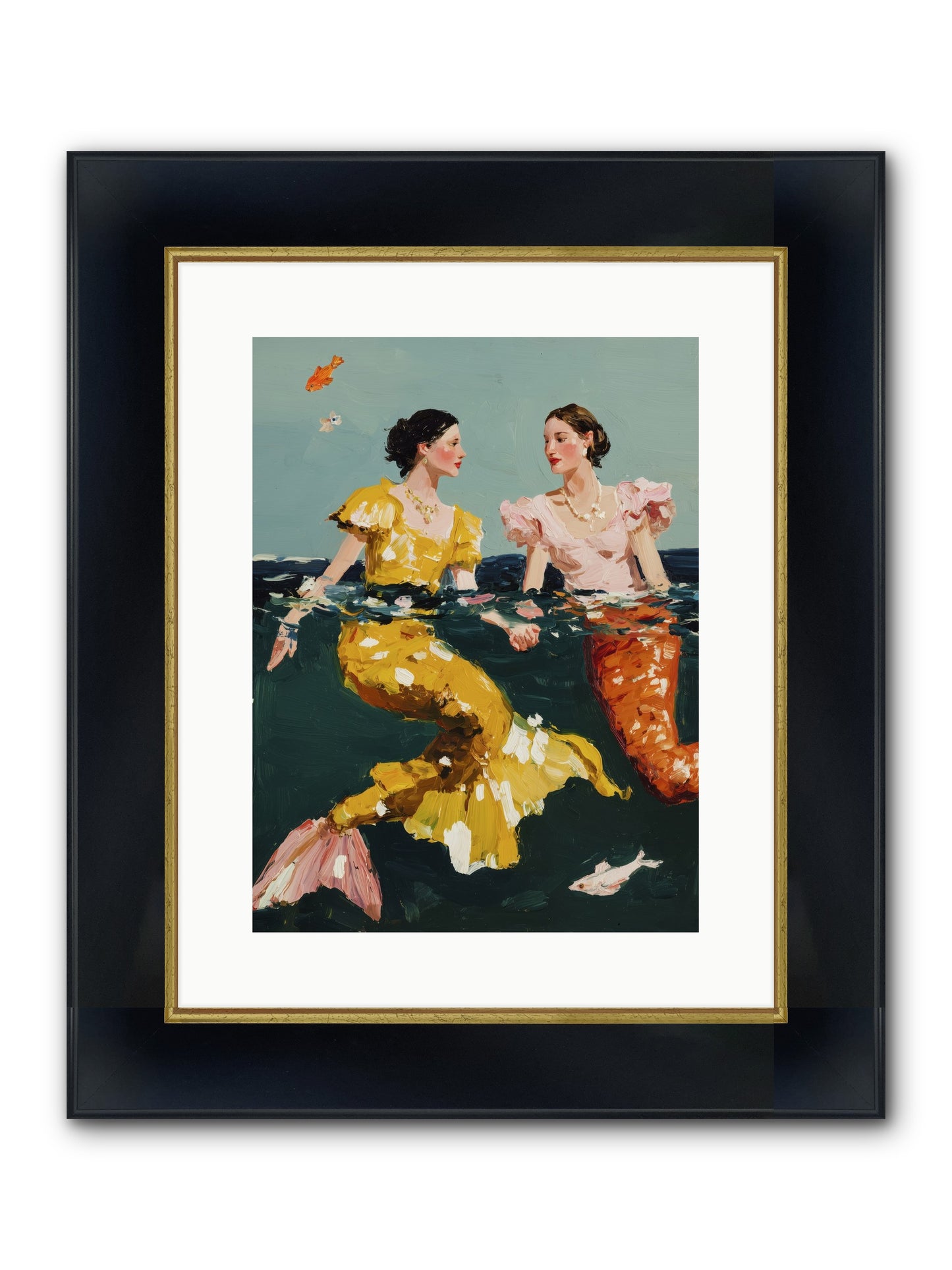 Ocean Daughters Framed Print - Wide Black w/Gold 12x16